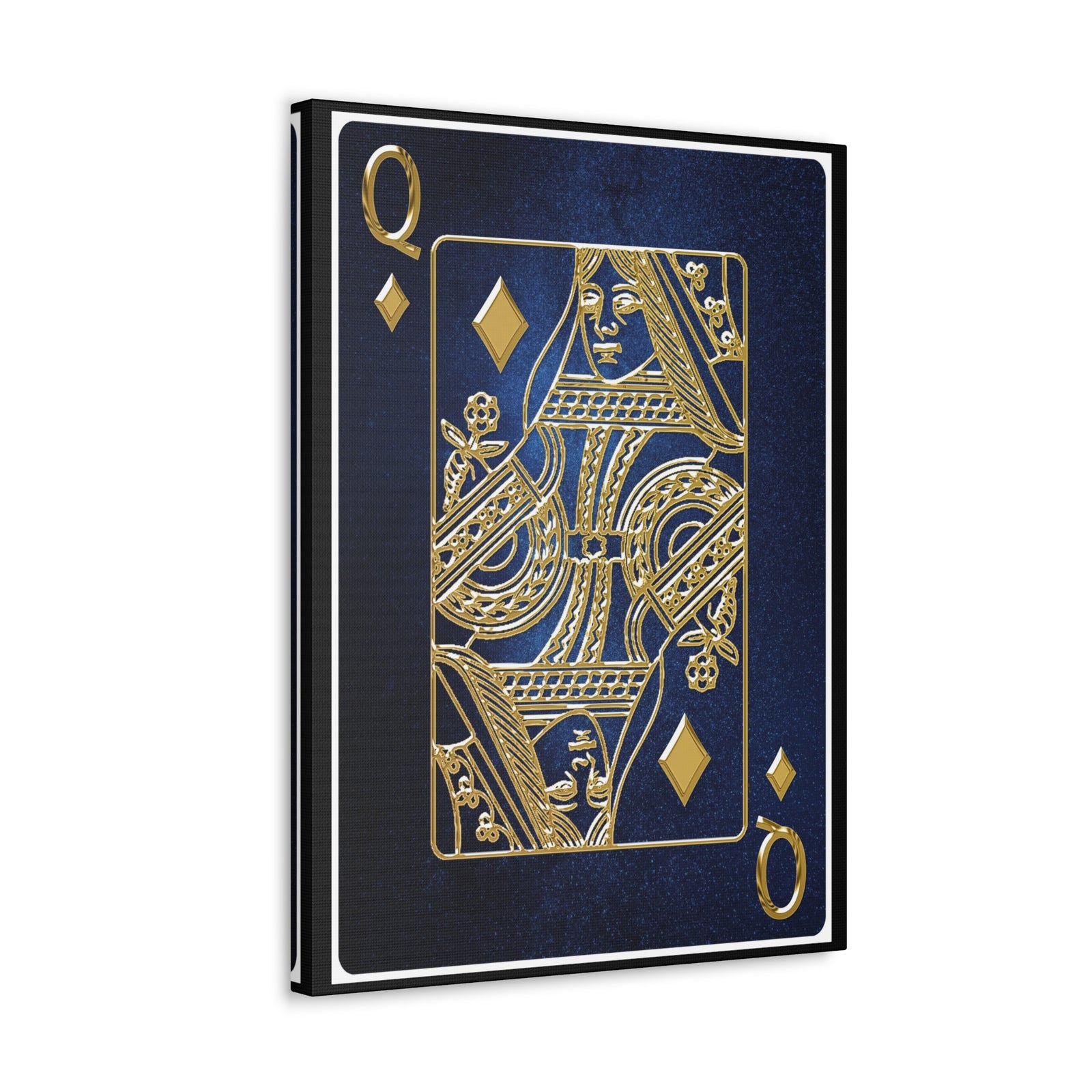 Queen Of Diamonds Space Background Playing Card Canvas Wall Art for Home Decor Ready-to-Hang-Express Your Love Gifts