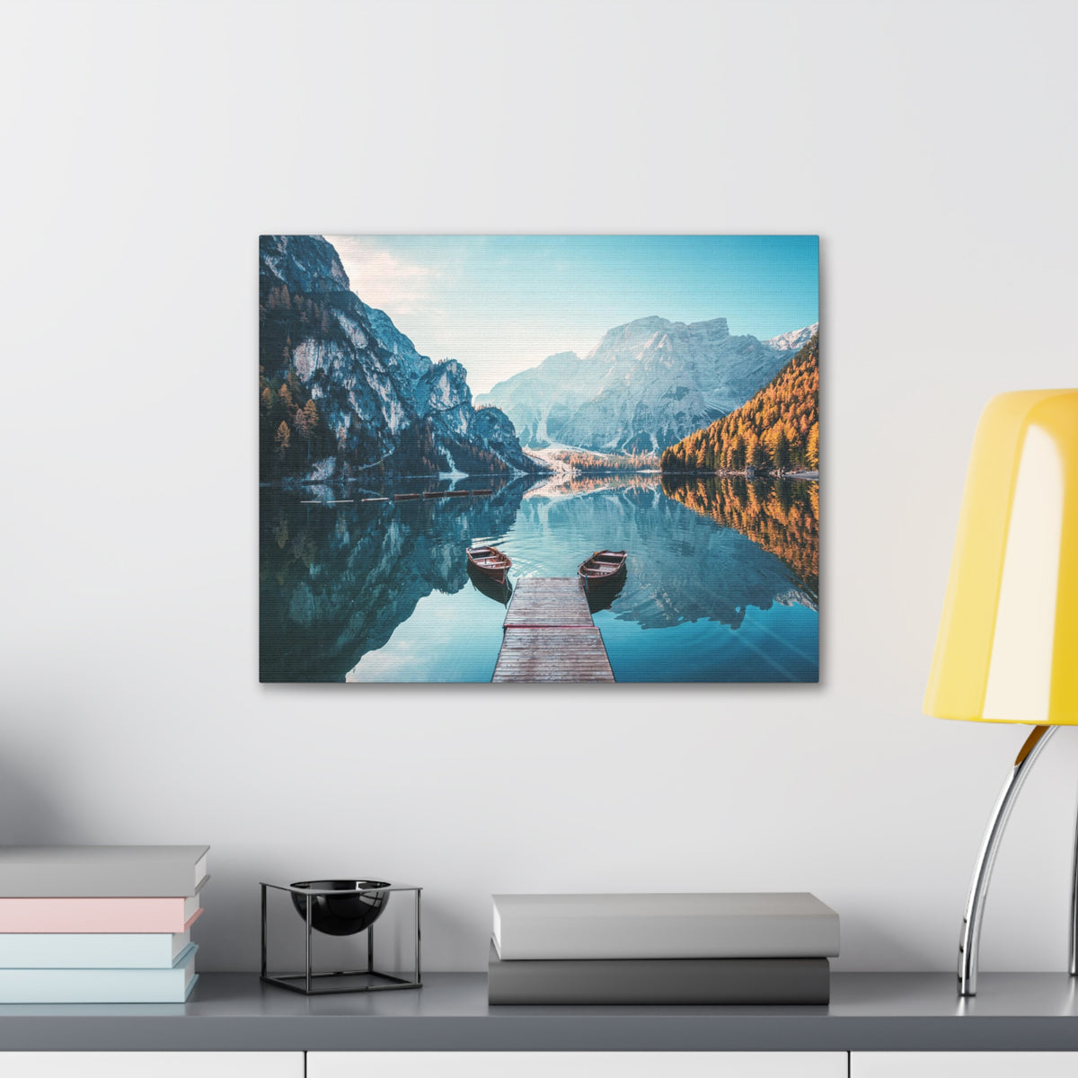 Mountain Valley Clear Lake Nature Wilderness Photography Canvas Wall Art for Home Decor Ready-to-Hang-Express Your Love Gifts