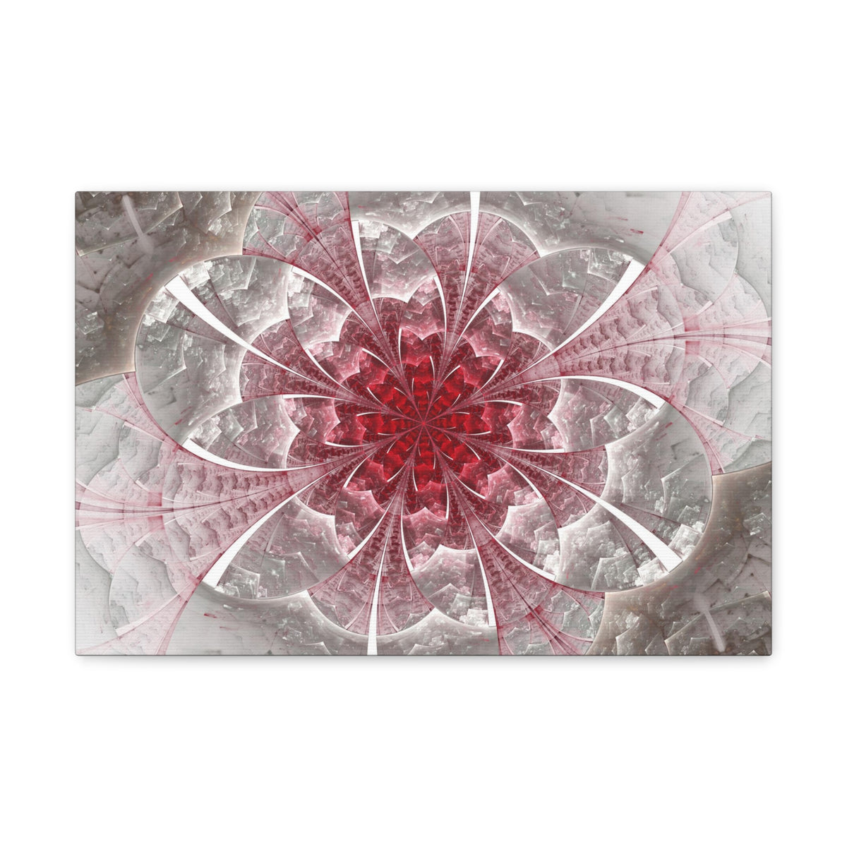Fractal Flower In Red Stained Glass Canvas Wall Art for Home Decor Ready-to-Hang-Express Your Love Gifts