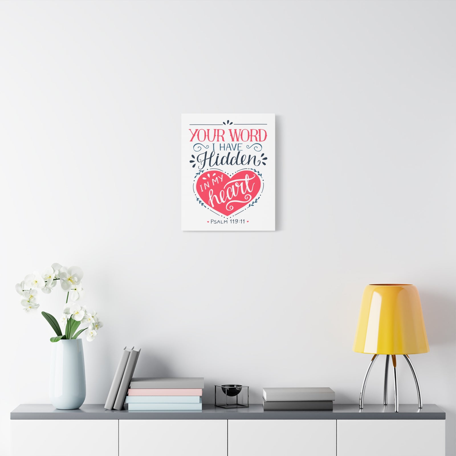 Scripture Canvas In My Heart Psalm 119:11 Christian Wall Art Bible Verse Print Ready to Hang-Express Your Love Gifts