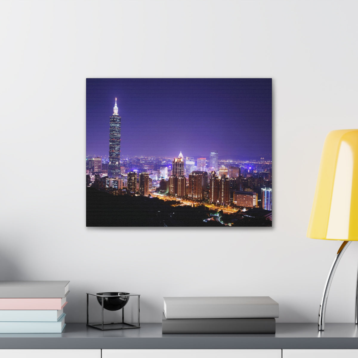 Taipei Night Skyline Canvas Artwork High-Quality Breathtaking Stunning Cityscape for Home Decor Ready to Hang-Express Your Love Gifts