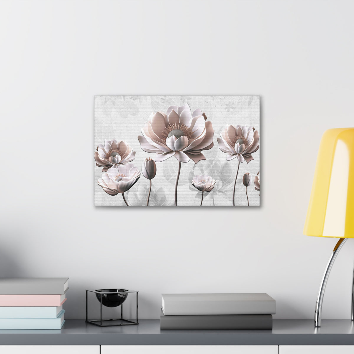 Simple Floral Painting 3D Flower Canvas Wall Art for Home Decor Ready-to-Hang-Express Your Love Gifts