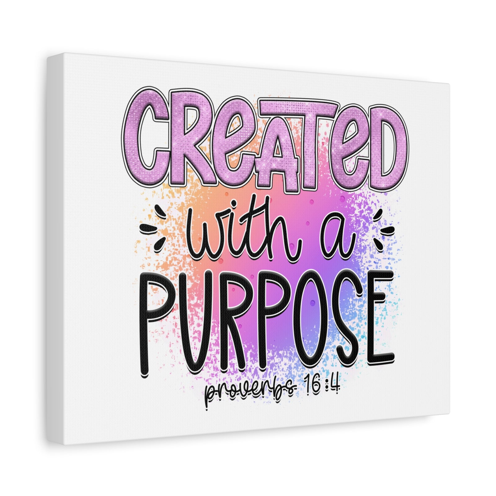 Scripture Walls Proverbs 16:4 Created With a Purpose Purple Bible Verse Canvas Christian Wall Art Ready to Hang Unframed-Express Your Love Gifts