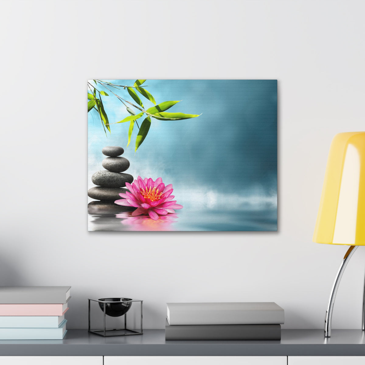 Waterlily with Stones Forest Floral Nature Photography Canvas Wall Art for Home Decor Ready-to-Hang-Express Your Love Gifts
