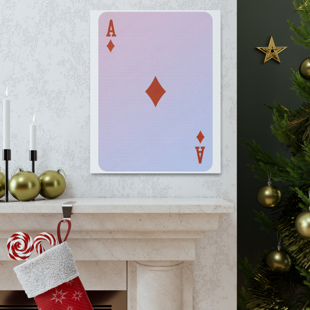 Ace Of Diamonds Playing Card Canvas Wall Art for Home Decor Ready-to-Hang-Express Your Love Gifts