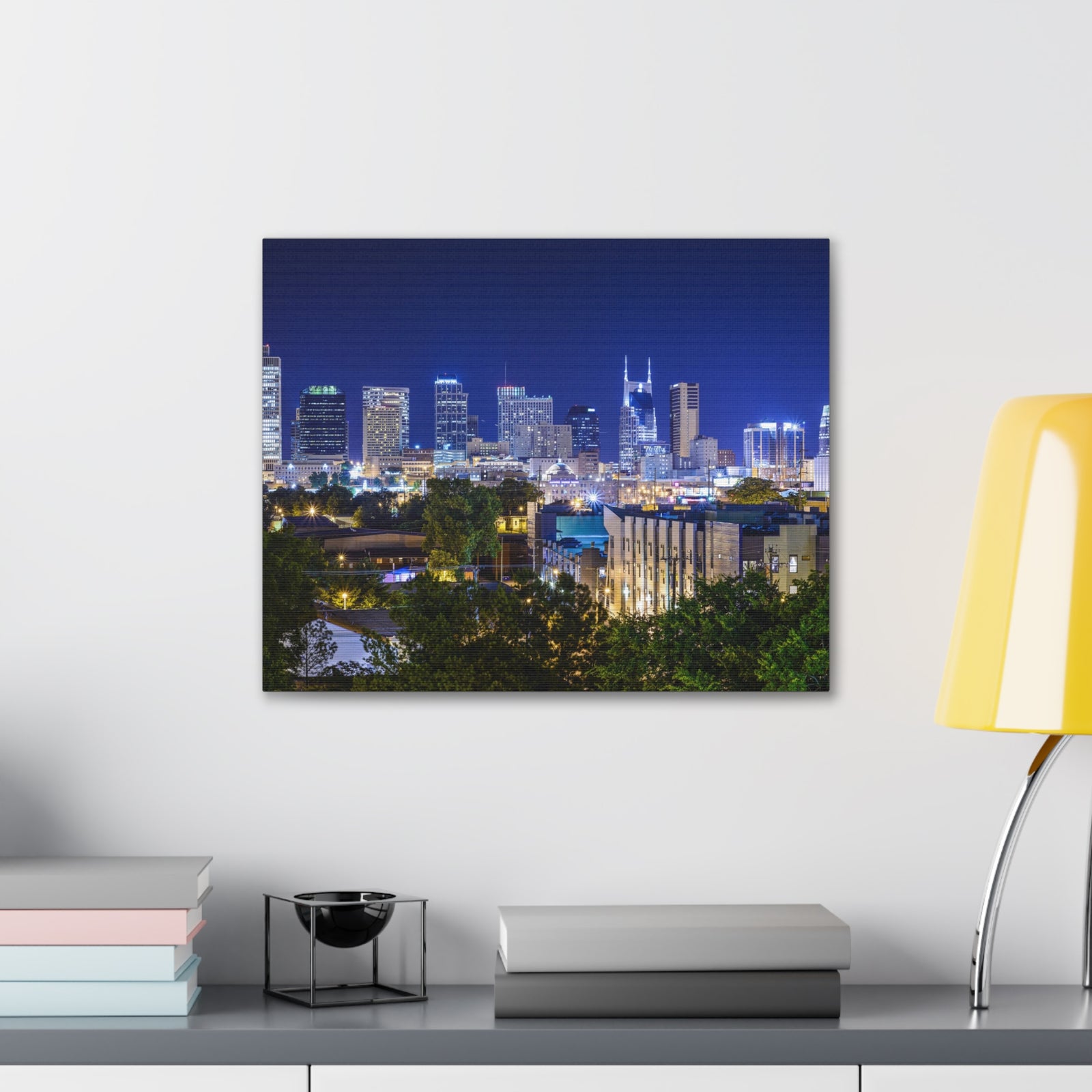 Nashville Night Skyline Canvas Artwork High-Quality Breathtaking Stunning Cityscape for Home Decor Ready to Hang-Express Your Love Gifts