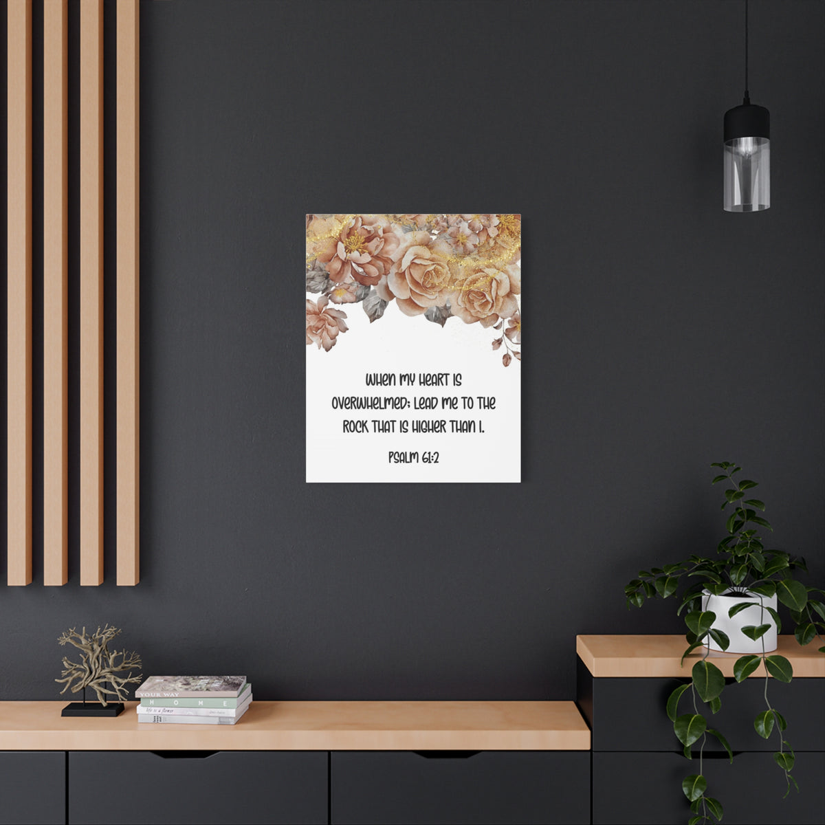 Scripture Walls Higher Than I Psalm 61:2 Floral Bible Verse Canvas Christian Wall Art Ready to Hang-Express Your Love Gifts