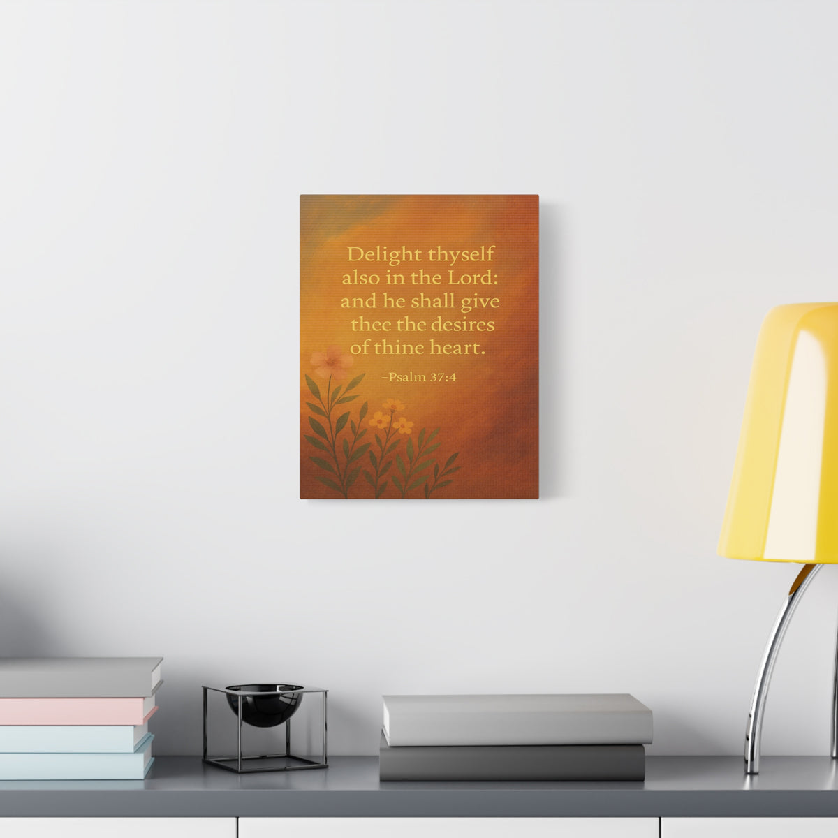 Bible Verse Canvas Psalm 37:4 Christian Home Décor Wall Art Scripture Ready to Hang Faith Print-Express Your Love Gifts