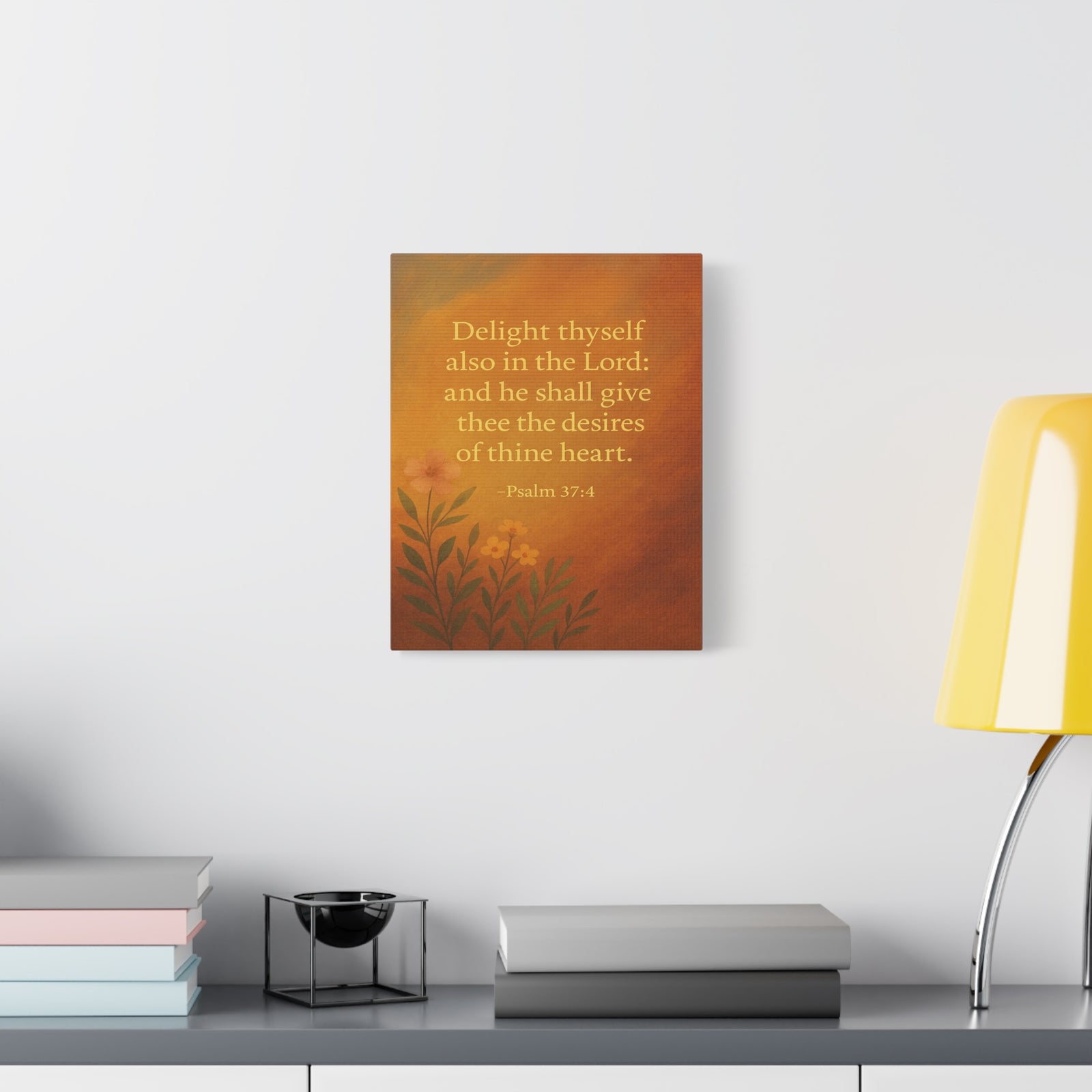 Bible Verse Canvas Psalm 37:4 Christian Home Décor Wall Art Scripture Ready to Hang Faith Print-Express Your Love Gifts