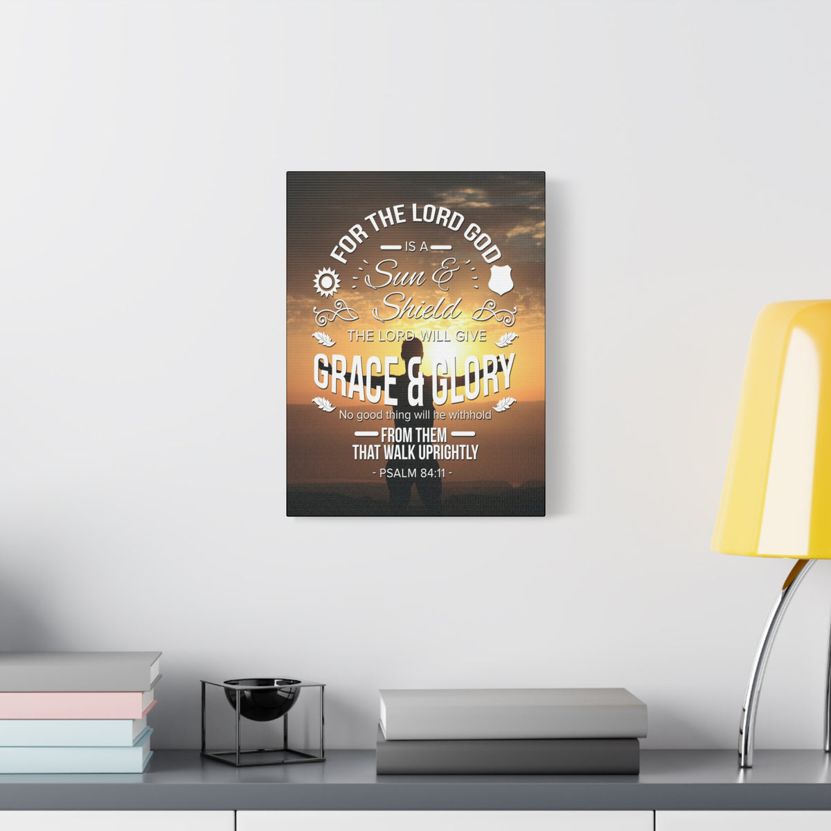Scripture Canvas Grace And Glory Psalm 84:11 Christian Wall Art Bible Verse Print Ready to Hang-Express Your Love Gifts