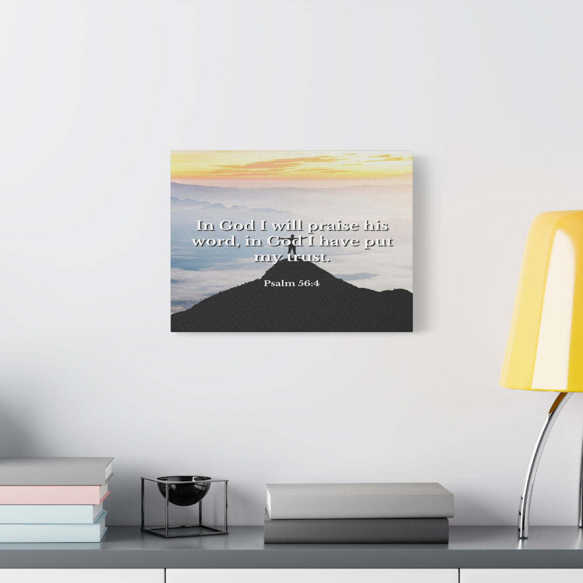 Scripture Canvas Praise His Word Psalm 56:4 Christian Wall Art Bible Verse Print Ready to Hang-Express Your Love Gifts