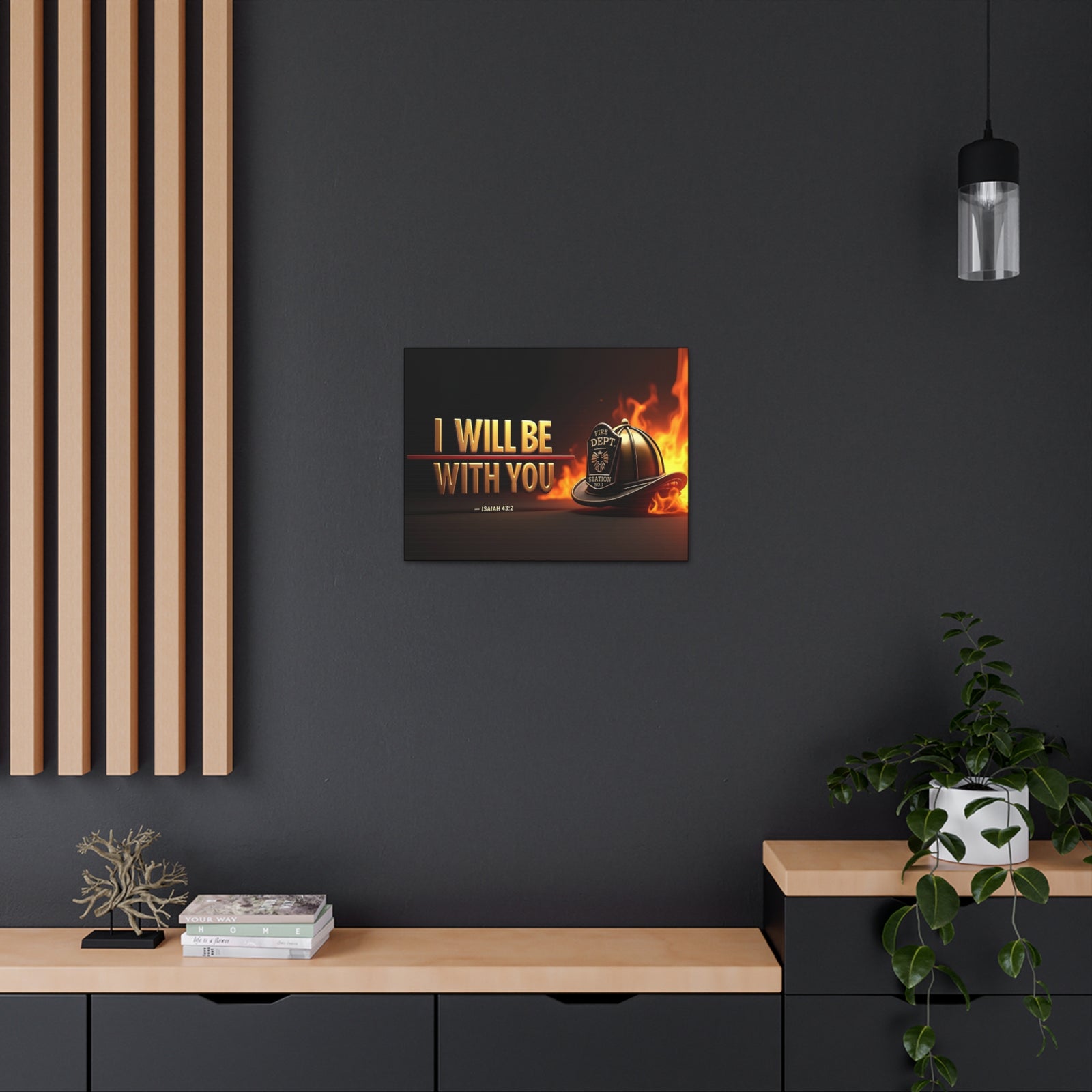Scripture Walls Isaiah 43:2 Firefighter I Will Be With You Bible Verse Canvas Christian Wall Art Ready to Hang Unframed-Express Your Love Gifts
