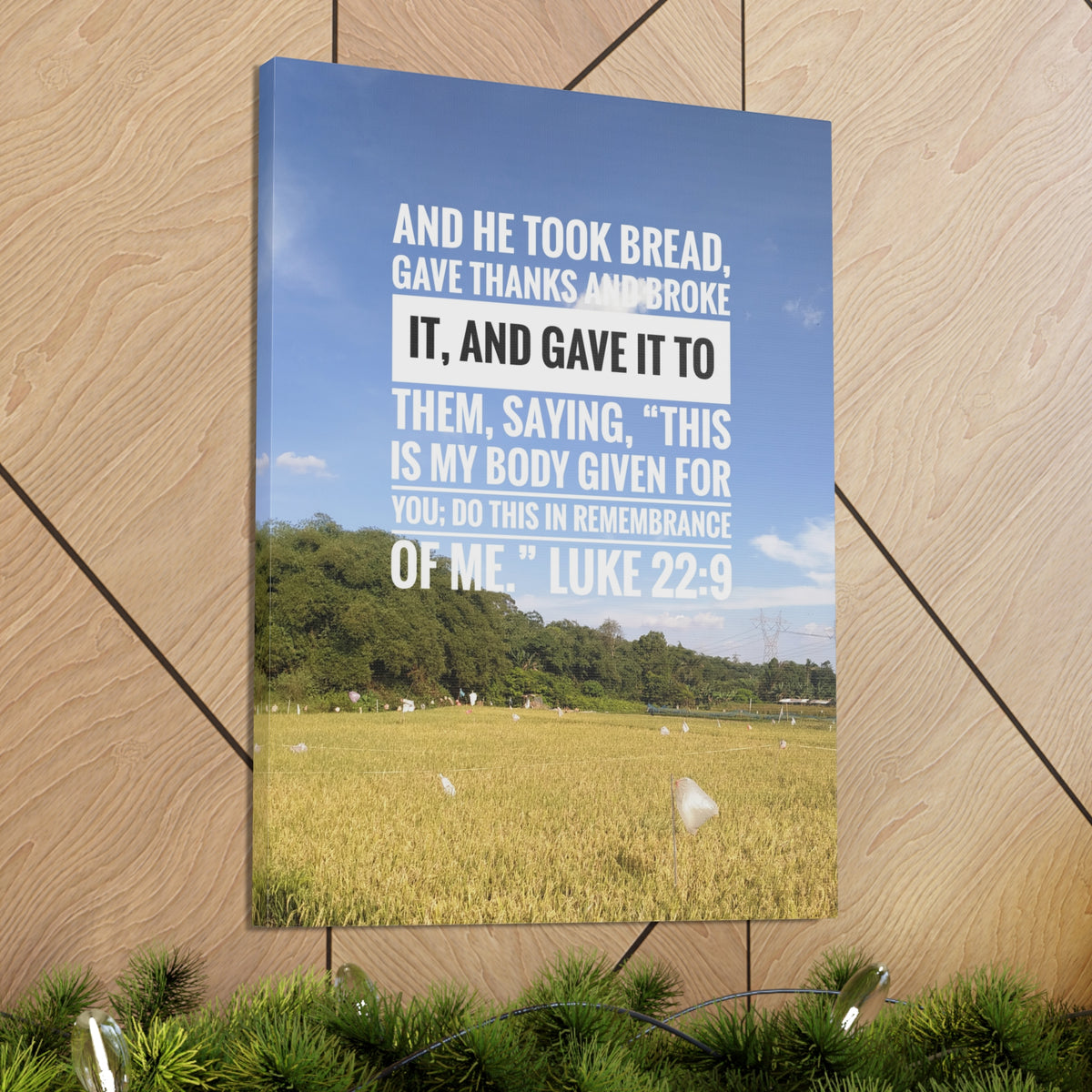 Scripture Canvas Gave Thanks Luke 22:9 Christian Wall Art Bible Verse Print Ready to Hang-Express Your Love Gifts