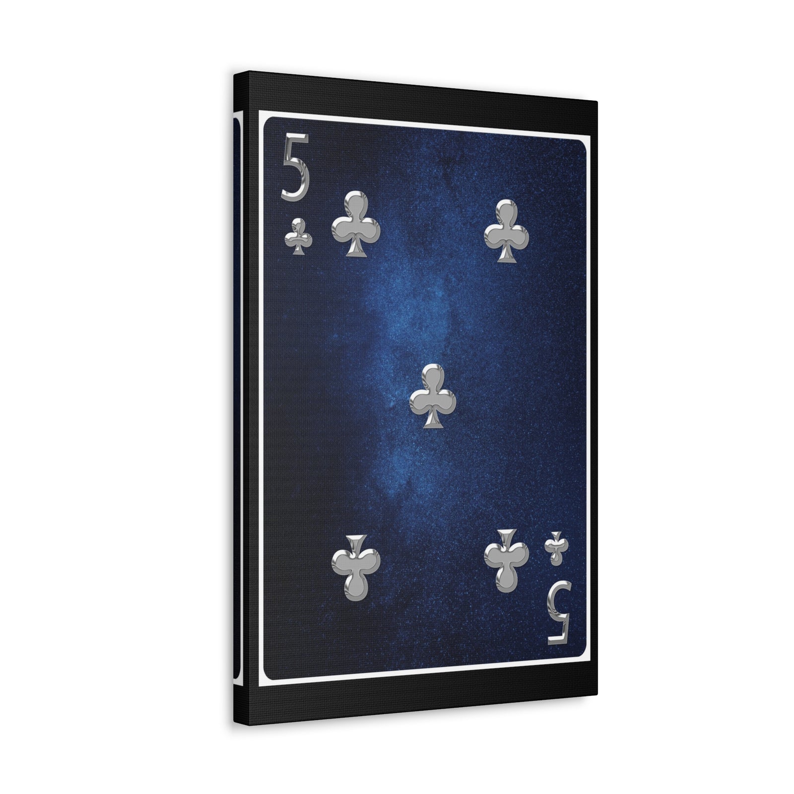 Five Of Clubs Space Background Playing Card Canvas Wall Art for Home Decor Ready-to-Hang-Express Your Love Gifts