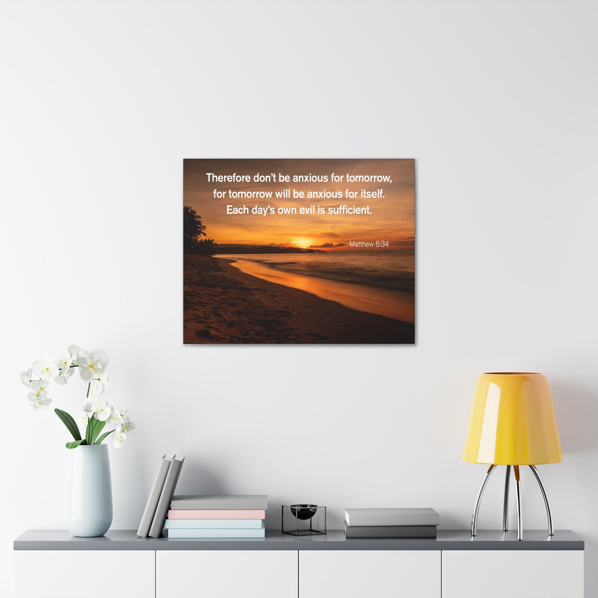 Scripture Walls Don't Be Anxious for Tomorrow Matthew 6:34 Christian Wall Art Print Ready to Hang Unframed-Express Your Love Gifts