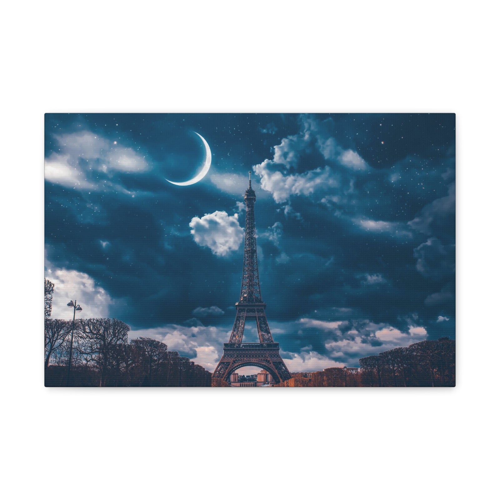 Paris Eiffel Tower Moon France Canvas Artwork High-Quality Breathtaking French City for Home Decor Ready to Hang-Express Your Love Gifts