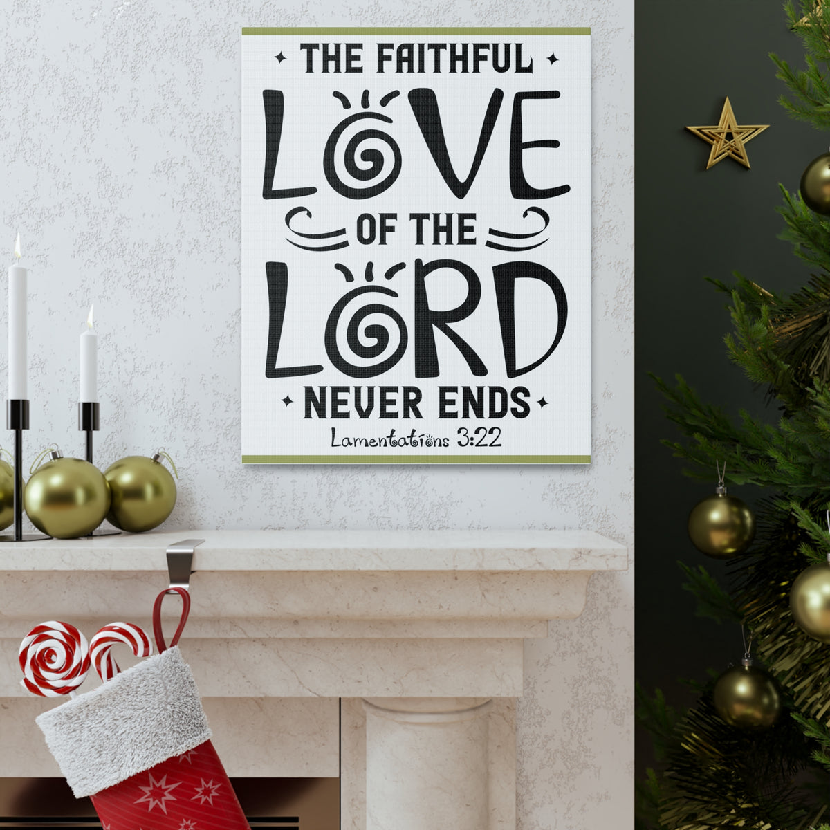 Scripture Canvas The Faithful Love Of The Lord Lamentations 3:22 Christian Wall Art Bible Verse Print Ready To Hang-Express Your Love Gifts