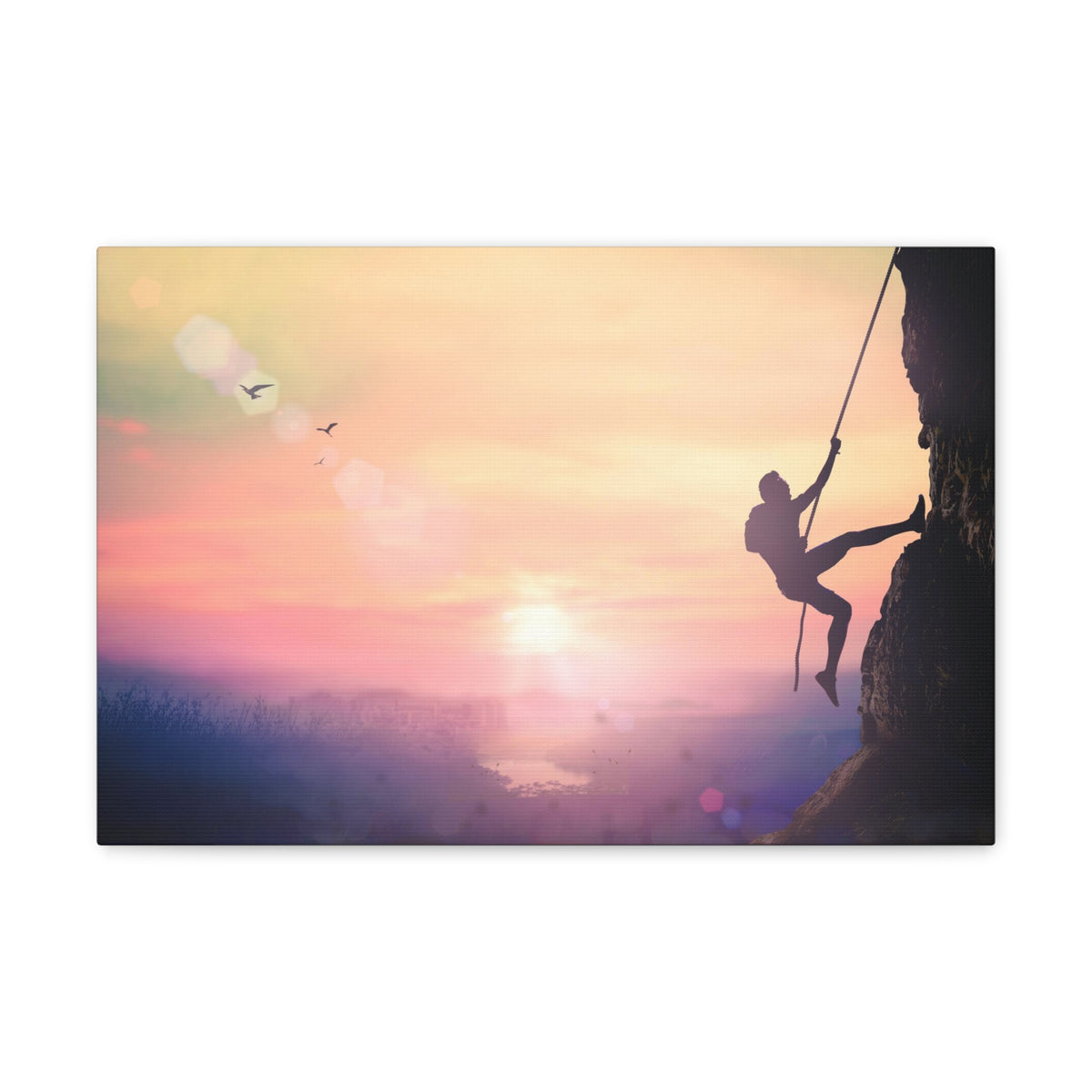 Man Climbing High Mountain Nature Wilderness Photography Canvas Wall Art for Home Decor Ready-to-Hang-Express Your Love Gifts