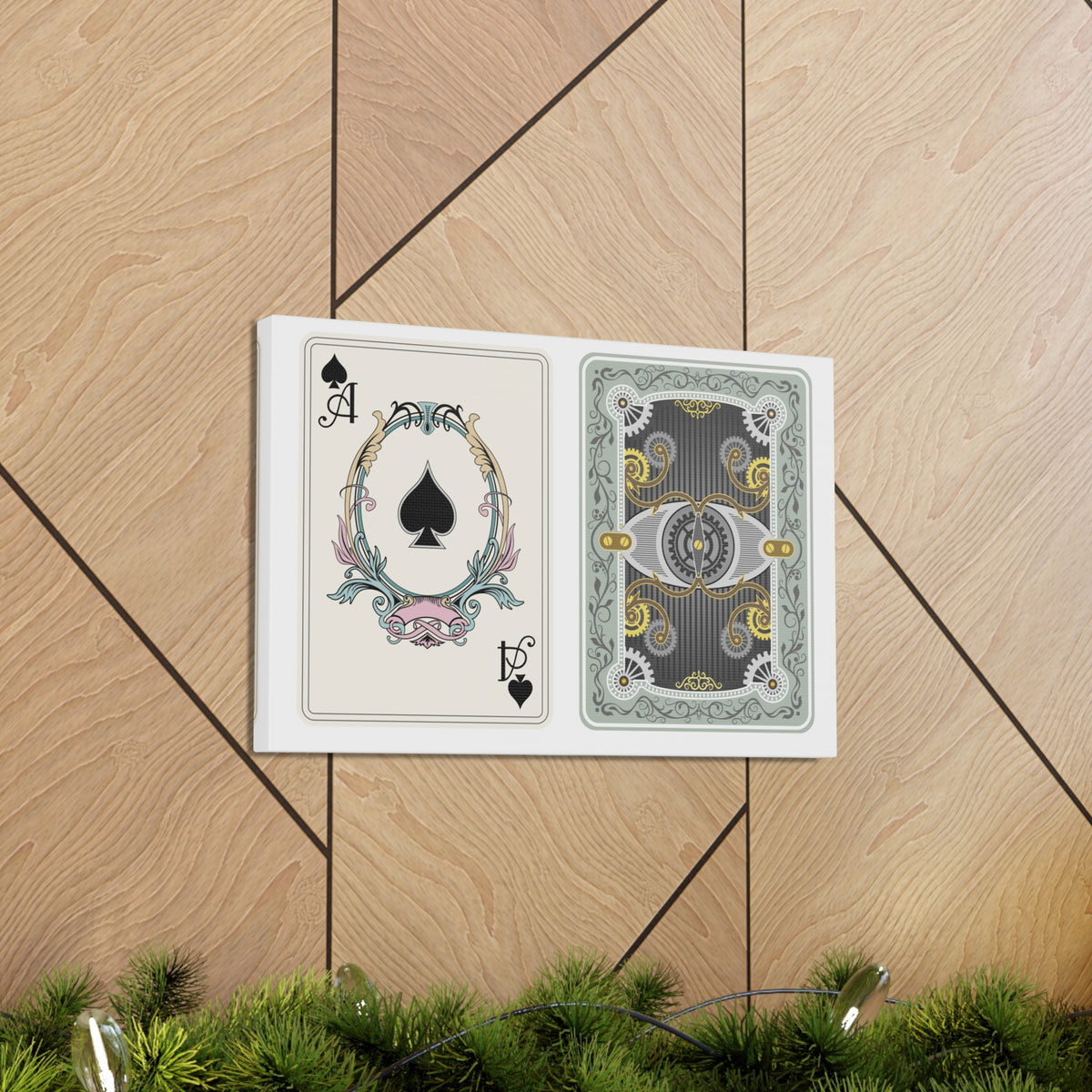Steampunk Style Ace Of Spades Playing Card Canvas Wall Art for Home Decor Ready-to-Hang-Express Your Love Gifts