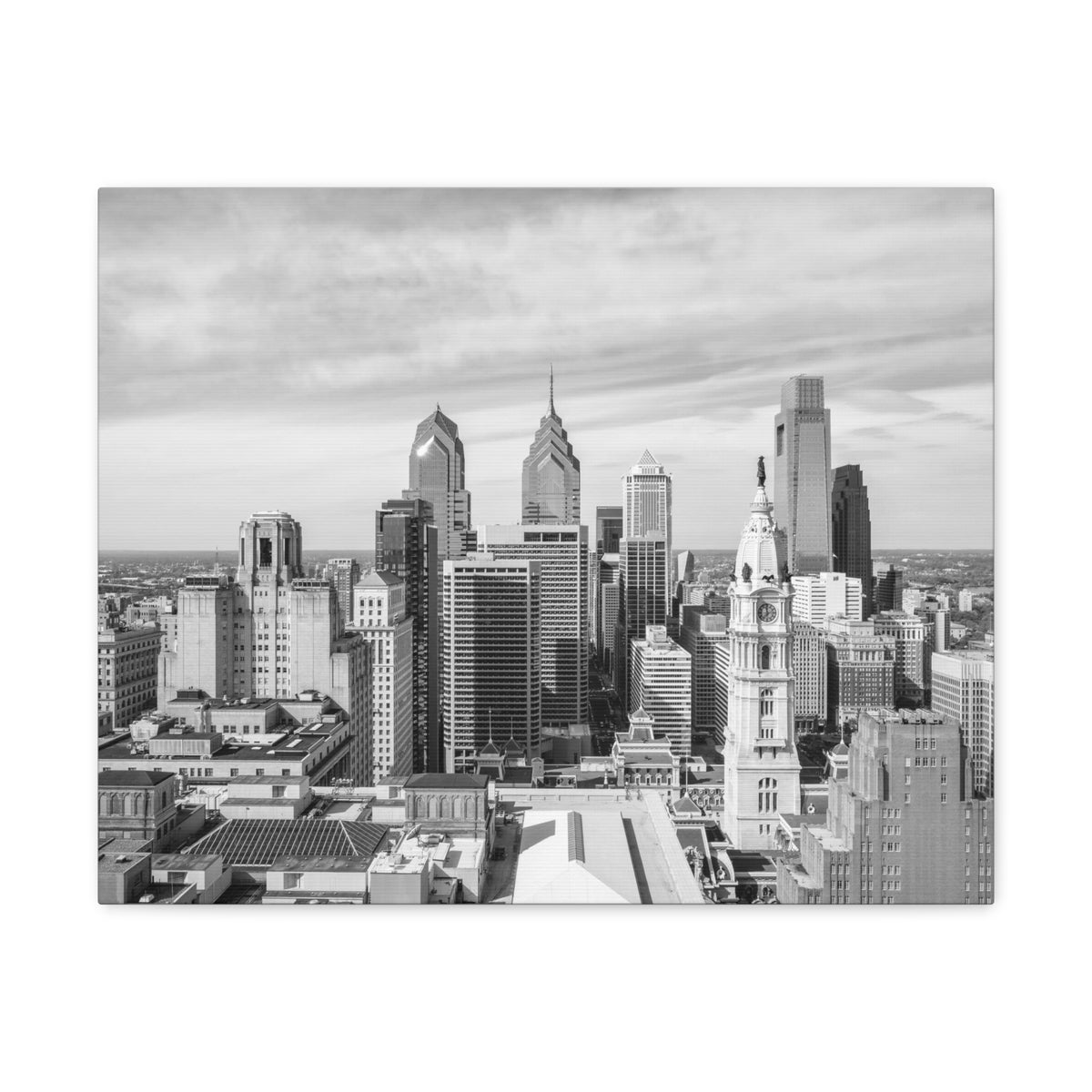 Philadelphia Black And White Skyline Canvas Artwork High-Quality Breathtaking Stunning Cityscape for Home Decor Ready to Hang-Express Your Love Gifts