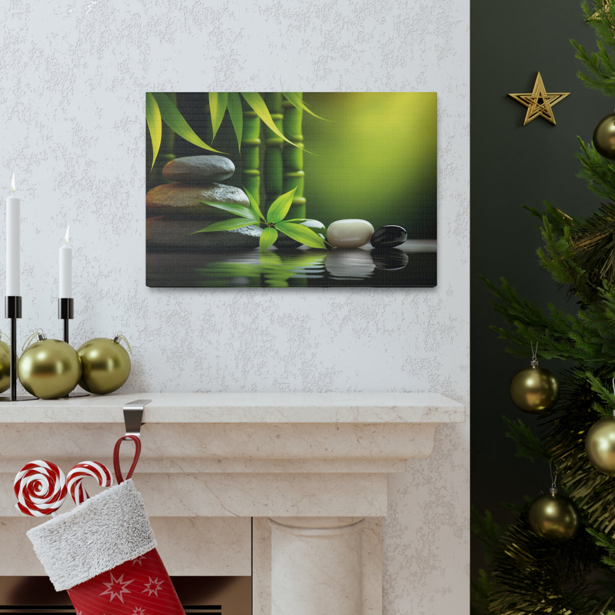 Spa Background with Stones Forest Floral Nature Photography Canvas Wall Art for Home Decor Ready-to-Hang-Express Your Love Gifts