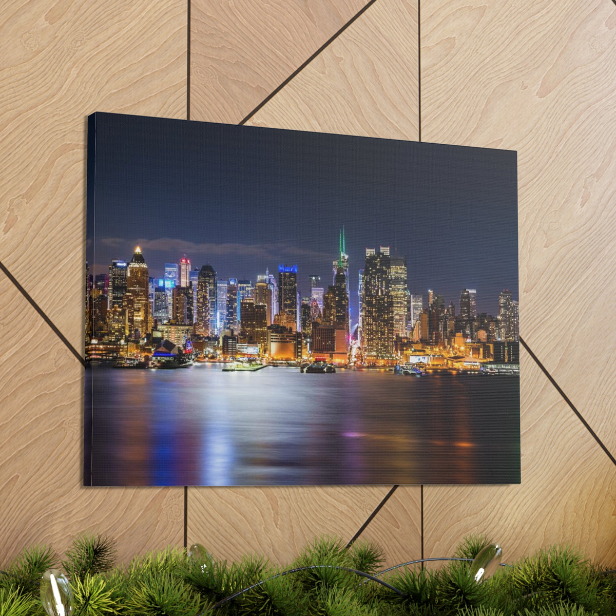 New York Night Skyline Canvas Artwork High-Quality Breathtaking Stunning Cityscape for Home Decor Ready to Hang-Express Your Love Gifts