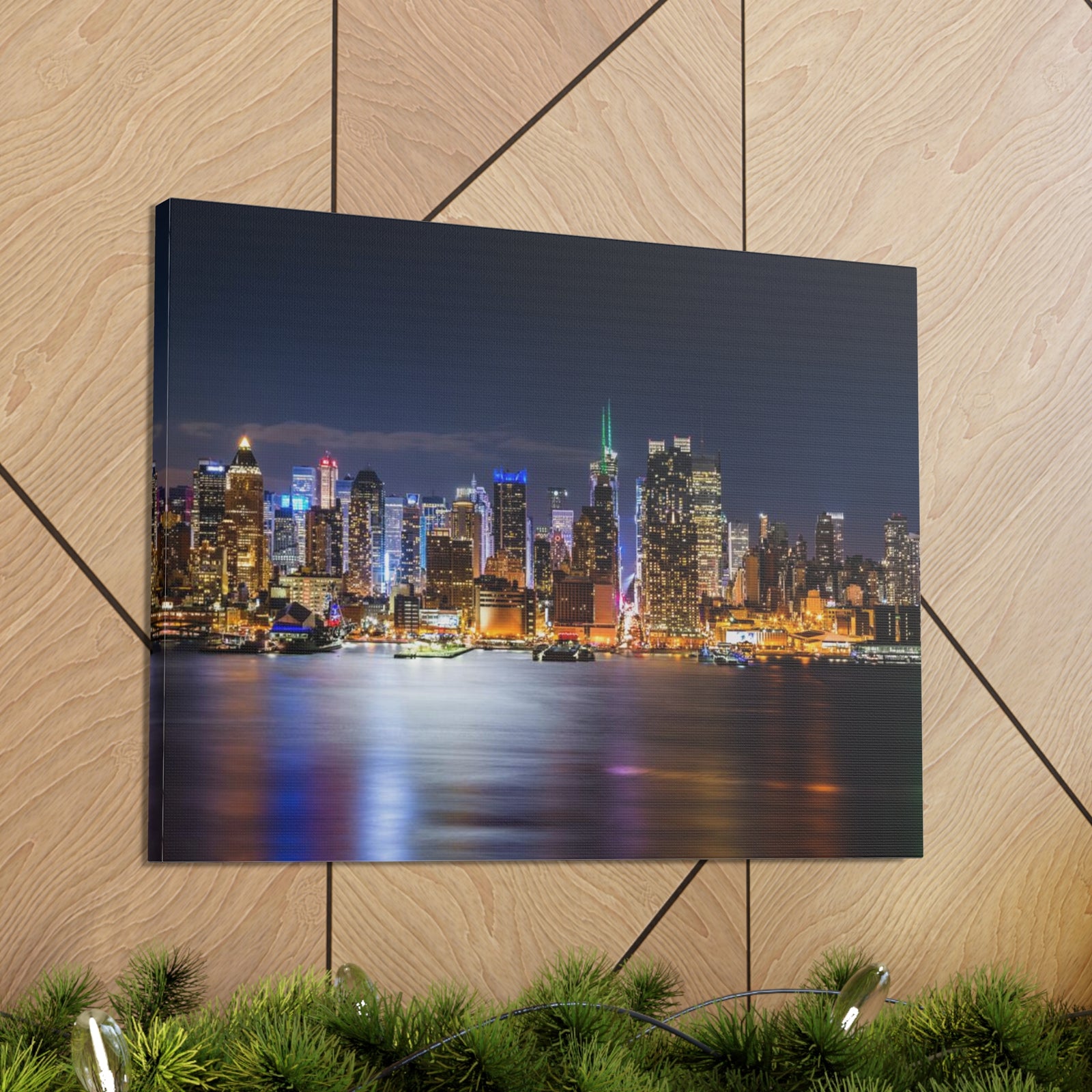 New York Night Skyline Canvas Artwork High-Quality Breathtaking Stunning Cityscape for Home Decor Ready to Hang-Express Your Love Gifts