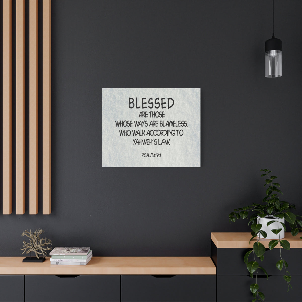 Bible Verse Canvas Yahweh's Law Psalm 119:1 Scripture Wall Art Christian Home Decor-Express Your Love Gifts
