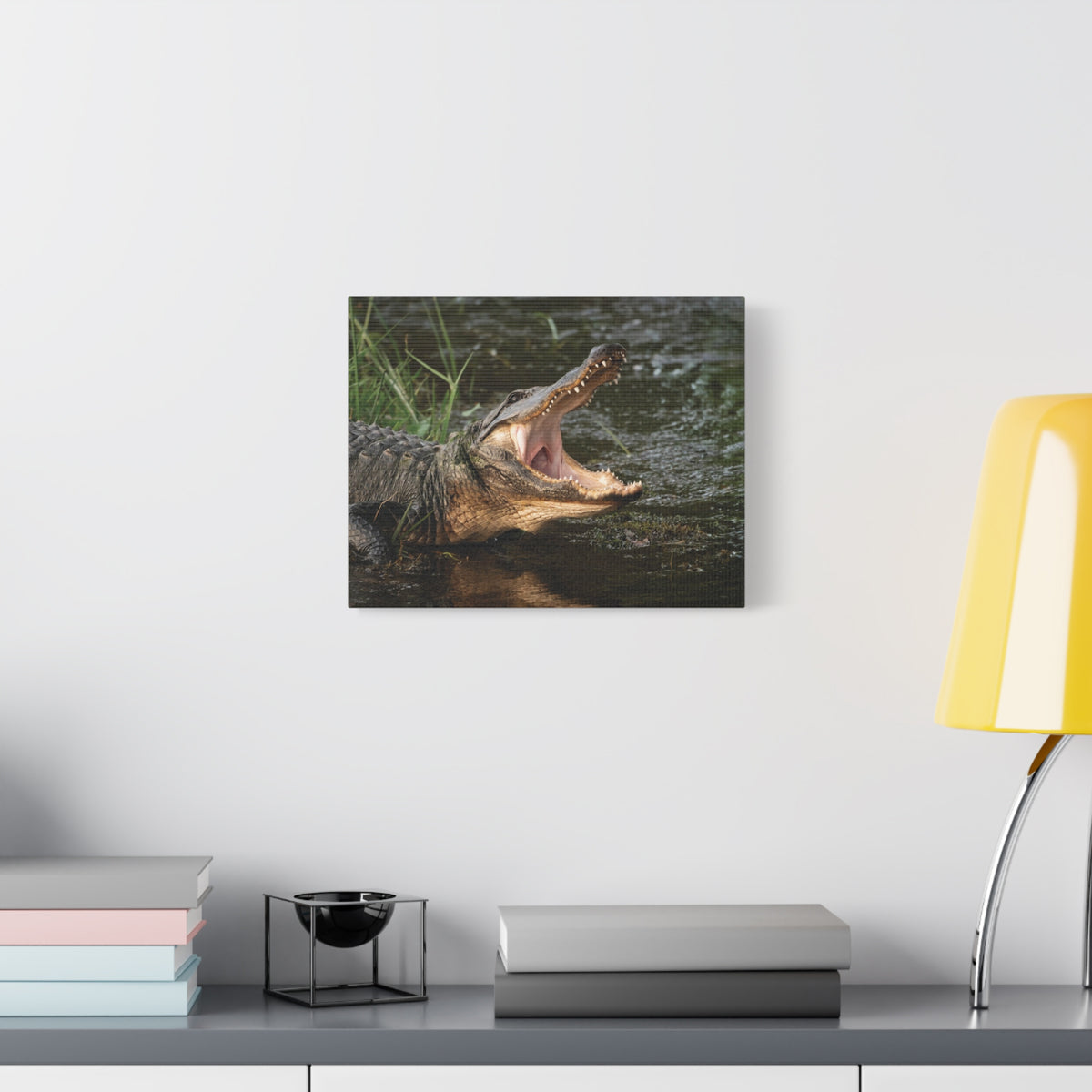 Mouth Wide Open Alligator Scary Alligator Outside Wall Art Ready To Hang-Express Your Love Gifts