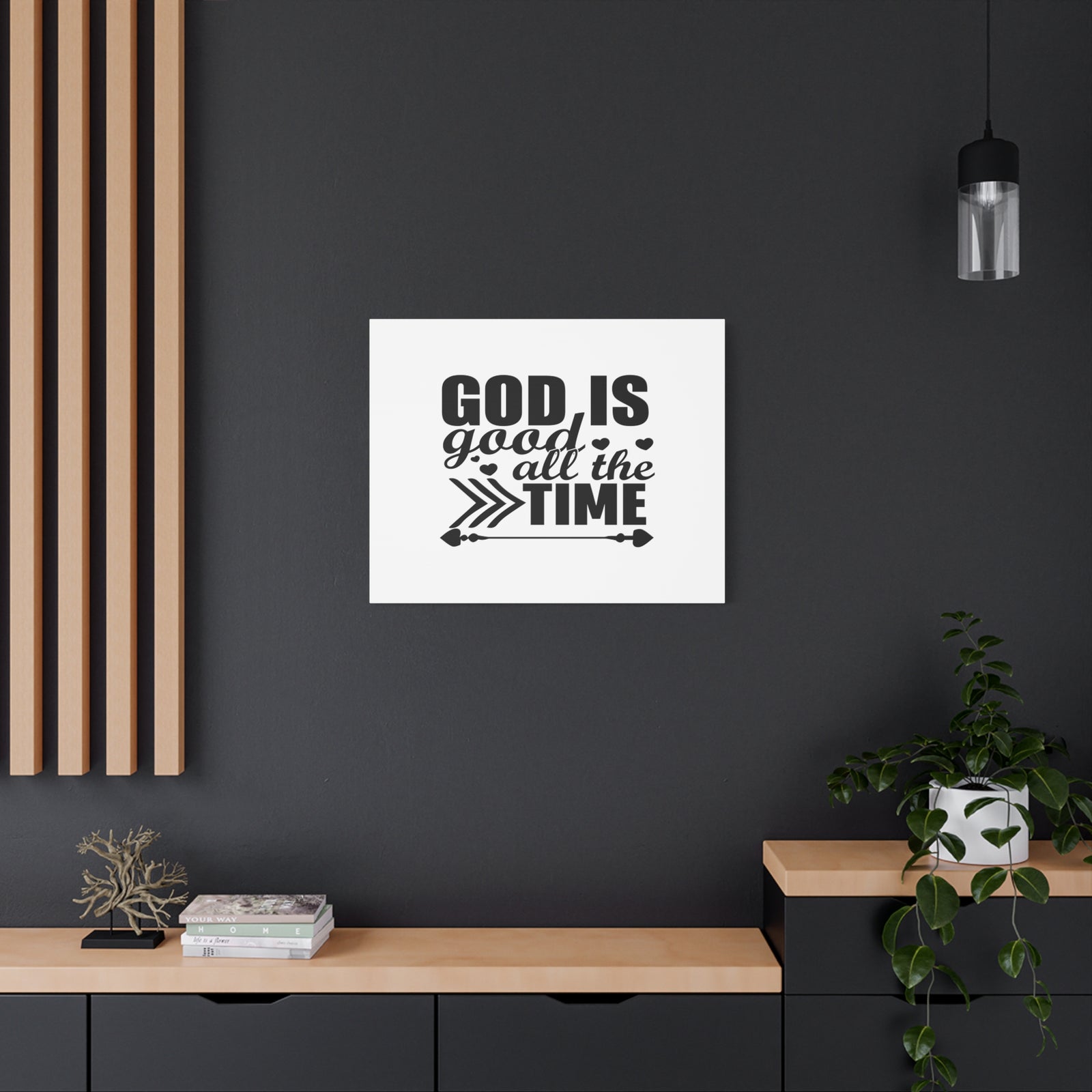 Scripture Canvas God Is Good All The Time Psalm 107:1 Christian Wall Art Bible Verse Print Ready to Hang-Express Your Love Gifts