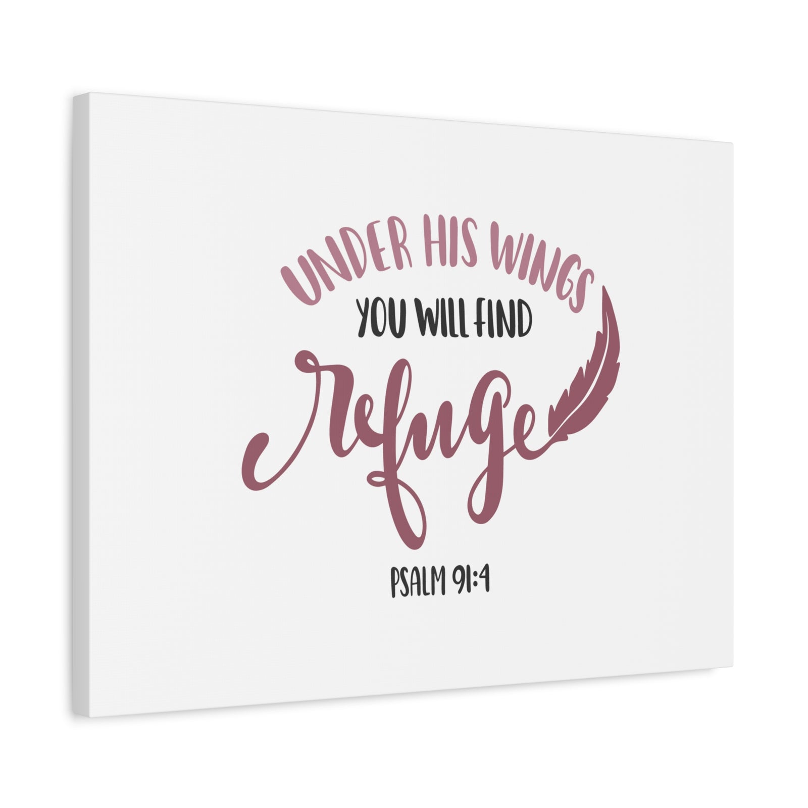 Scripture Canvas Find Refuge Psalm 91:4 Christian Wall Art Bible Verse Print Ready to Hang-Express Your Love Gifts