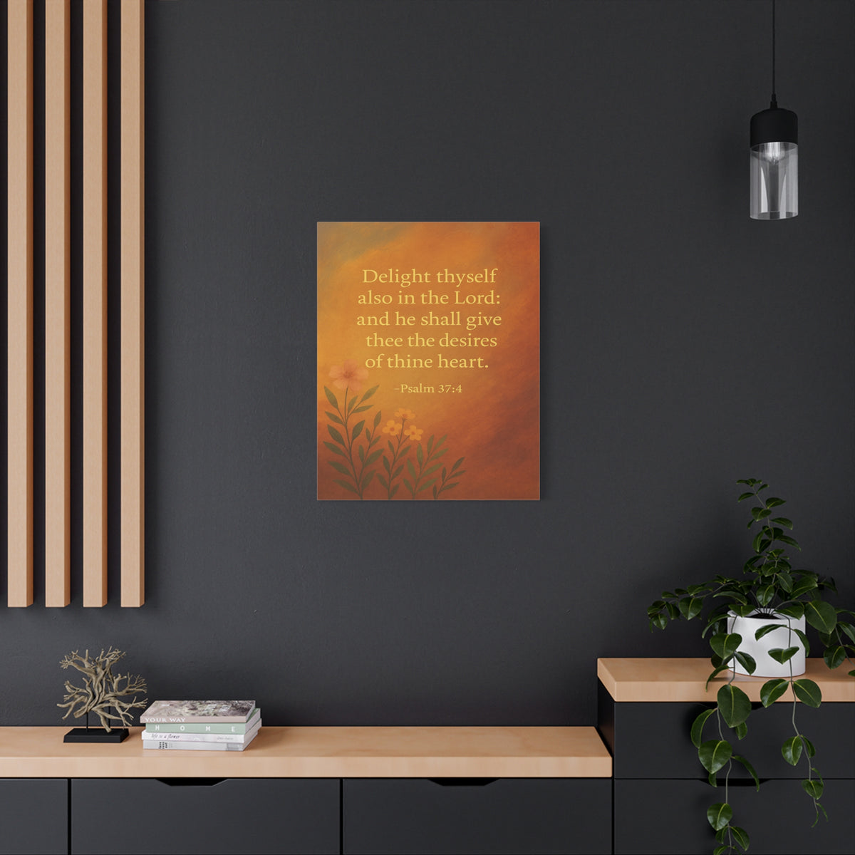 Bible Verse Canvas Psalm 37:4 Christian Home Décor Wall Art Scripture Ready to Hang Faith Print-Express Your Love Gifts