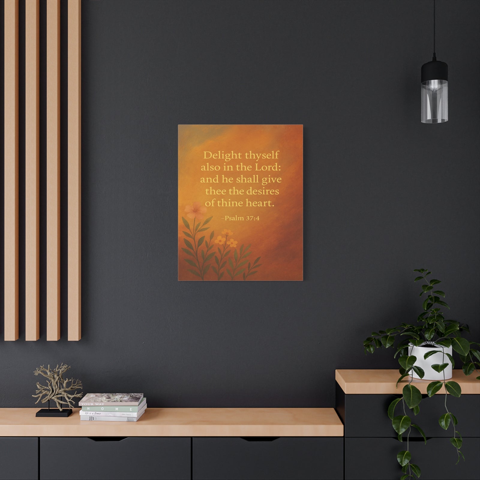 Bible Verse Canvas Psalm 37:4 Christian Home Décor Wall Art Scripture Ready to Hang Faith Print-Express Your Love Gifts