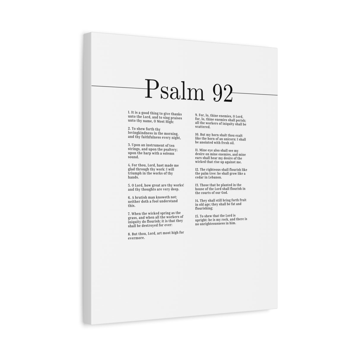 Scripture Canvas Give Thanks Unto The Lord Psalm 92 Christian Wall Art Bible Verse Print Ready to Hang-Express Your Love Gifts