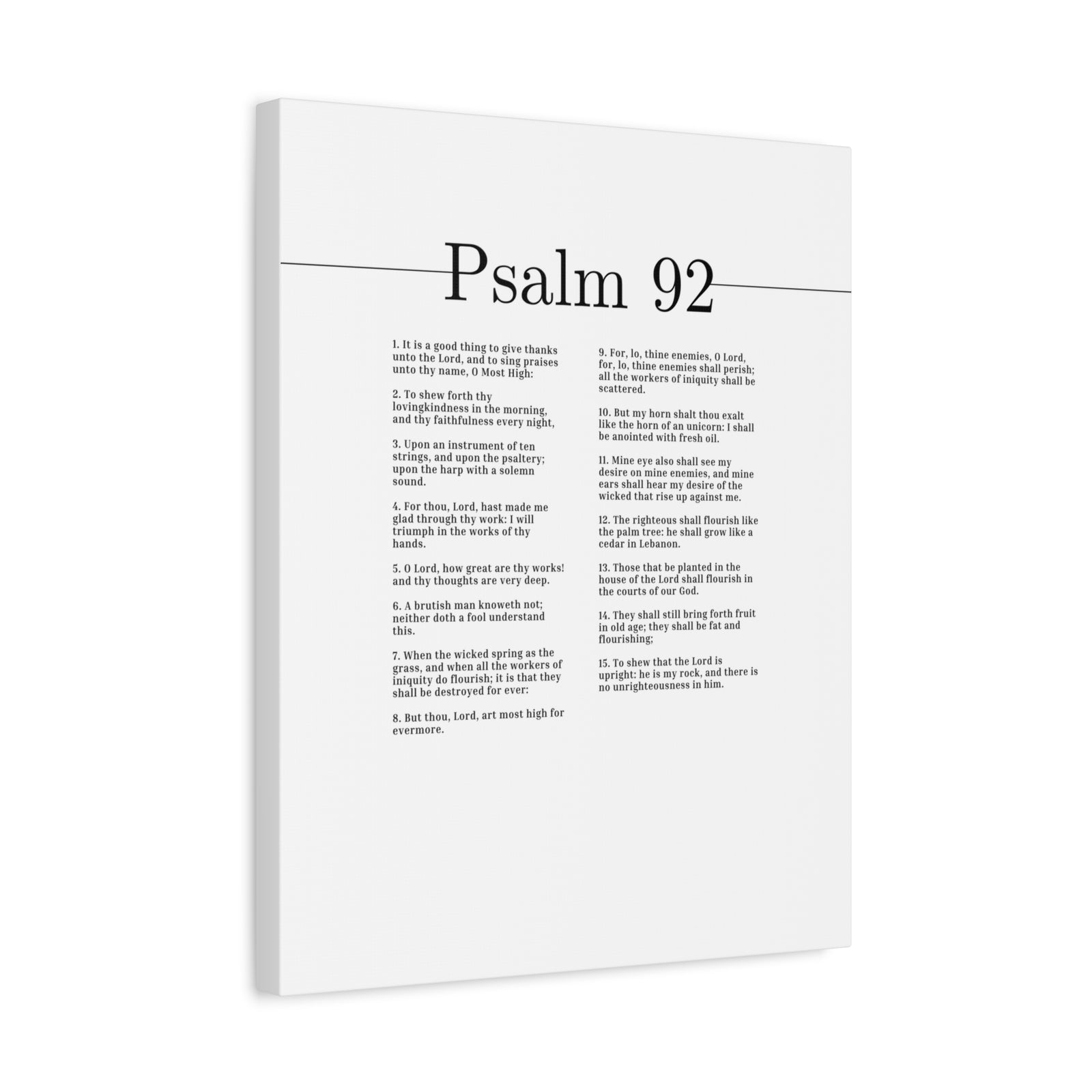 Scripture Canvas Give Thanks Unto The Lord Psalm 92 Christian Wall Art Bible Verse Print Ready to Hang-Express Your Love Gifts