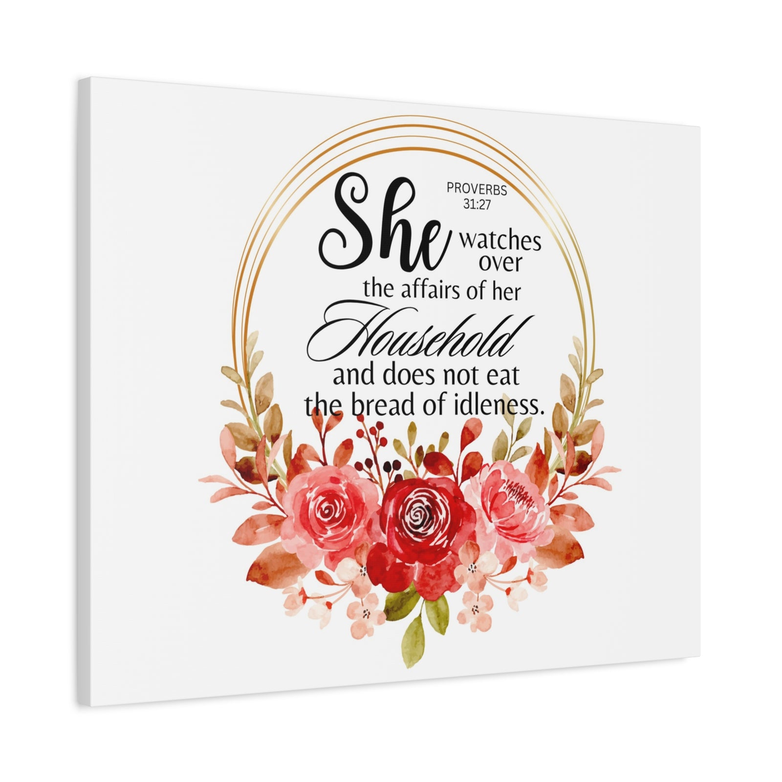 Scripture Walls Proverbs 31:27 She Watches Over Her Household Bible Verse Canvas Christian Wall Art Ready to Hang Unframed-Express Your Love Gifts