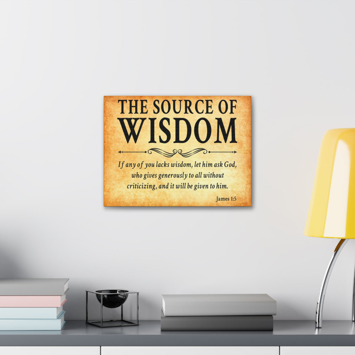 Scripture Walls James 1:5 The Source of Wisdom Gold Bible Verse Canvas Christian Wall Art Ready to Hang Unframed-Express Your Love Gifts