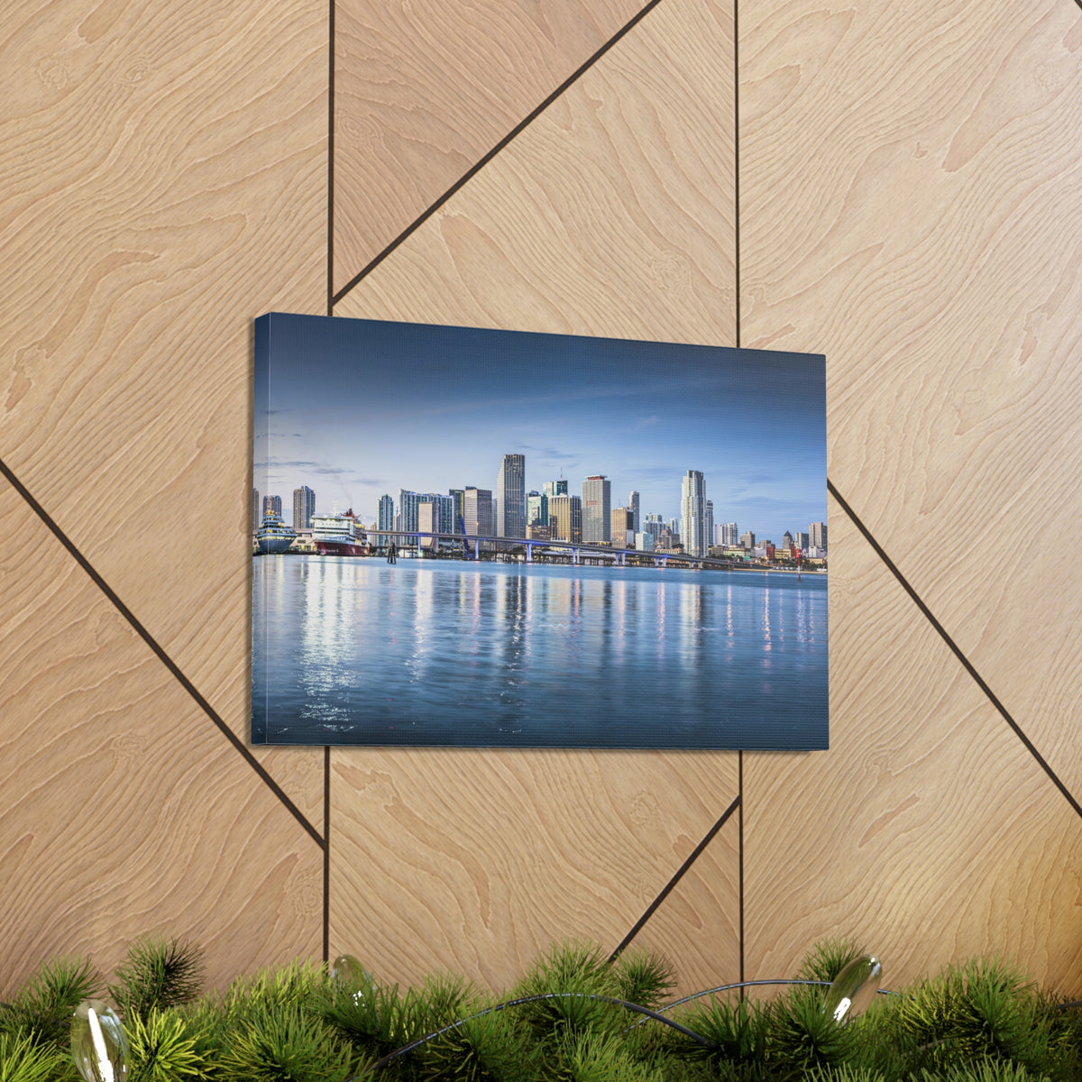 Miami Daytime Skyline Canvas Artwork High-Quality Breathtaking Stunning Cityscape for Home Decor Ready to Hang-Express Your Love Gifts