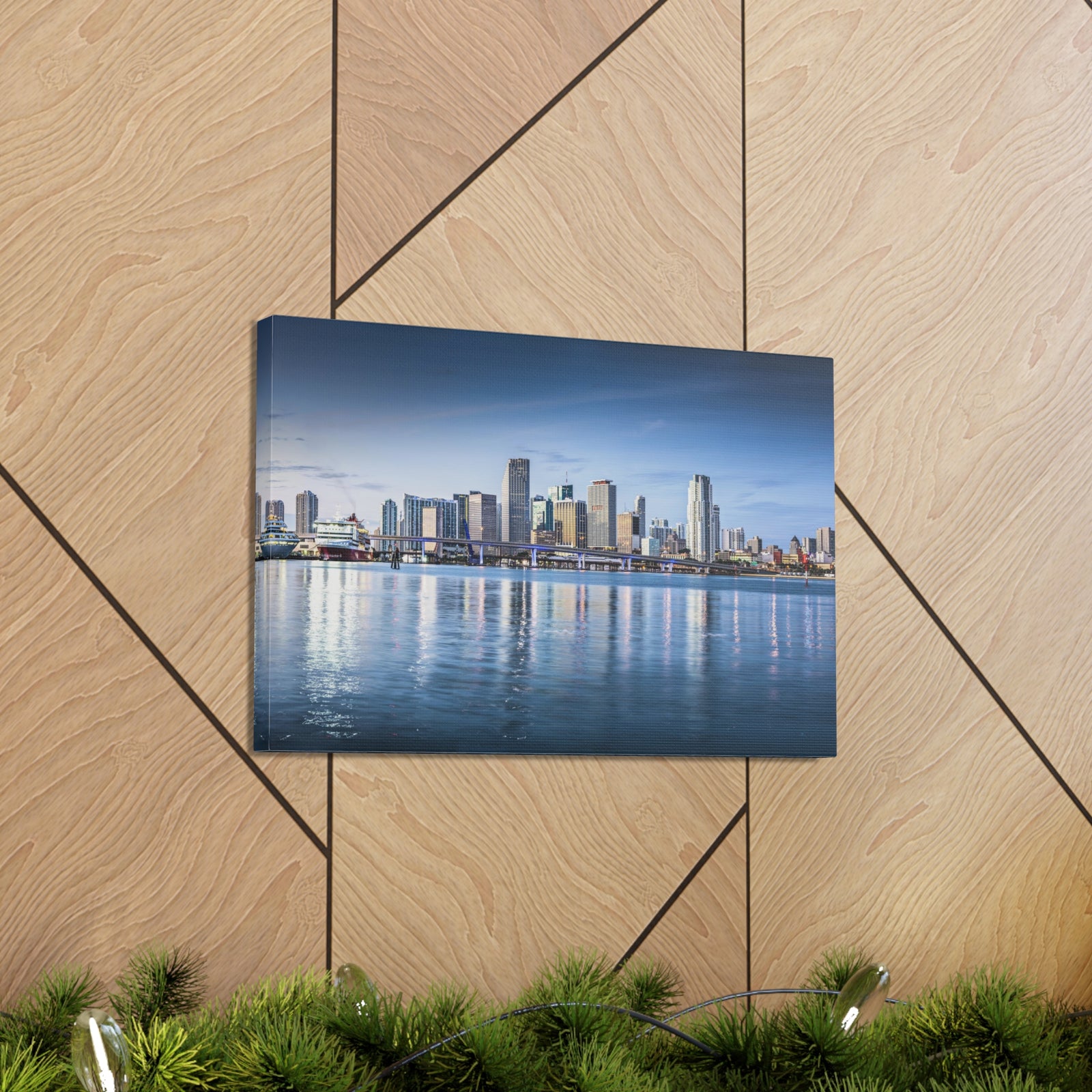 Miami Daytime Skyline Canvas Artwork High-Quality Breathtaking Stunning Cityscape for Home Decor Ready to Hang-Express Your Love Gifts