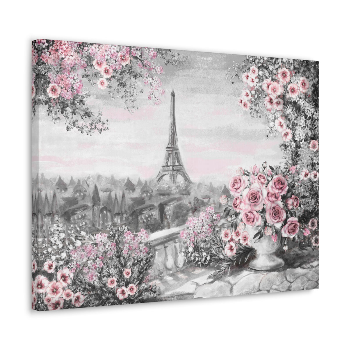 Paris Pink Rose France Canvas Artwork High-Quality Breathtaking French City for Home Decor Ready to Hang-Express Your Love Gifts