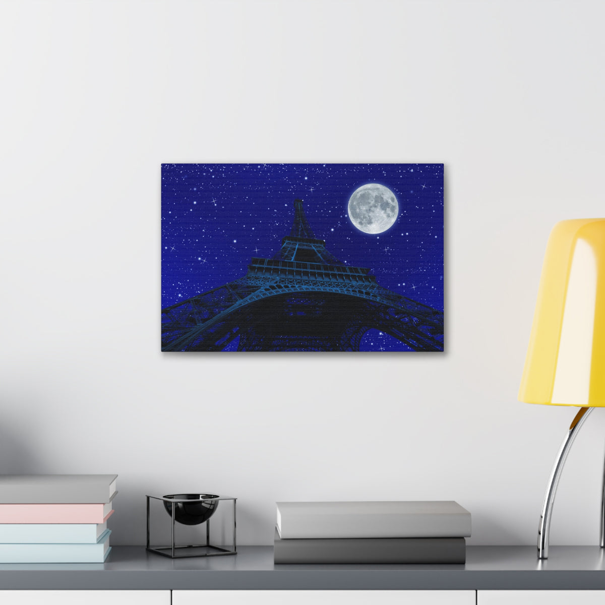 Paris Under Moonlight France Canvas Artwork High-Quality Breathtaking French City for Home Decor Ready to Hang-Express Your Love Gifts