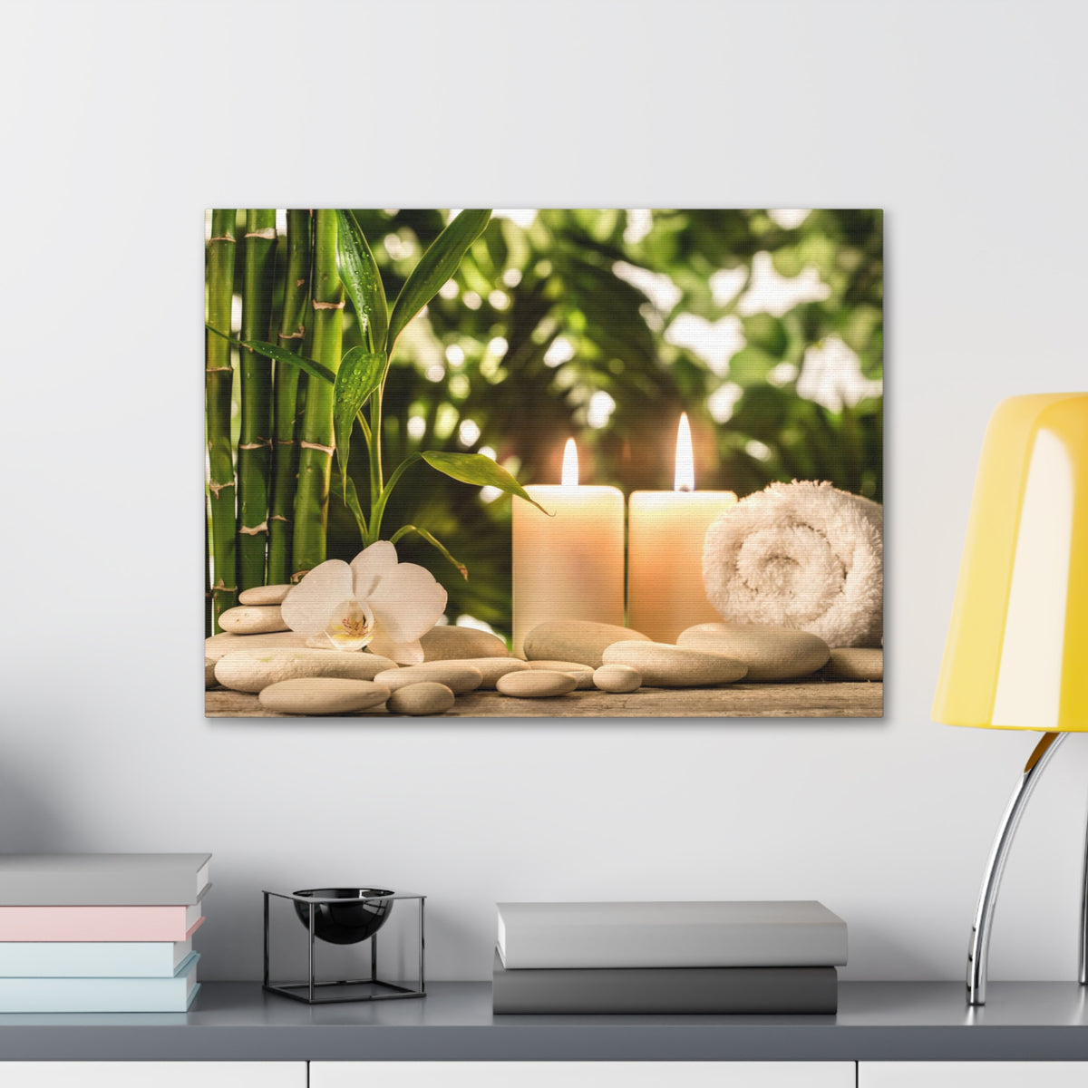 Green Bamboo Leaves Forest Floral Nature Photography Canvas Wall Art for Home Decor Ready-to-Hang-Express Your Love Gifts