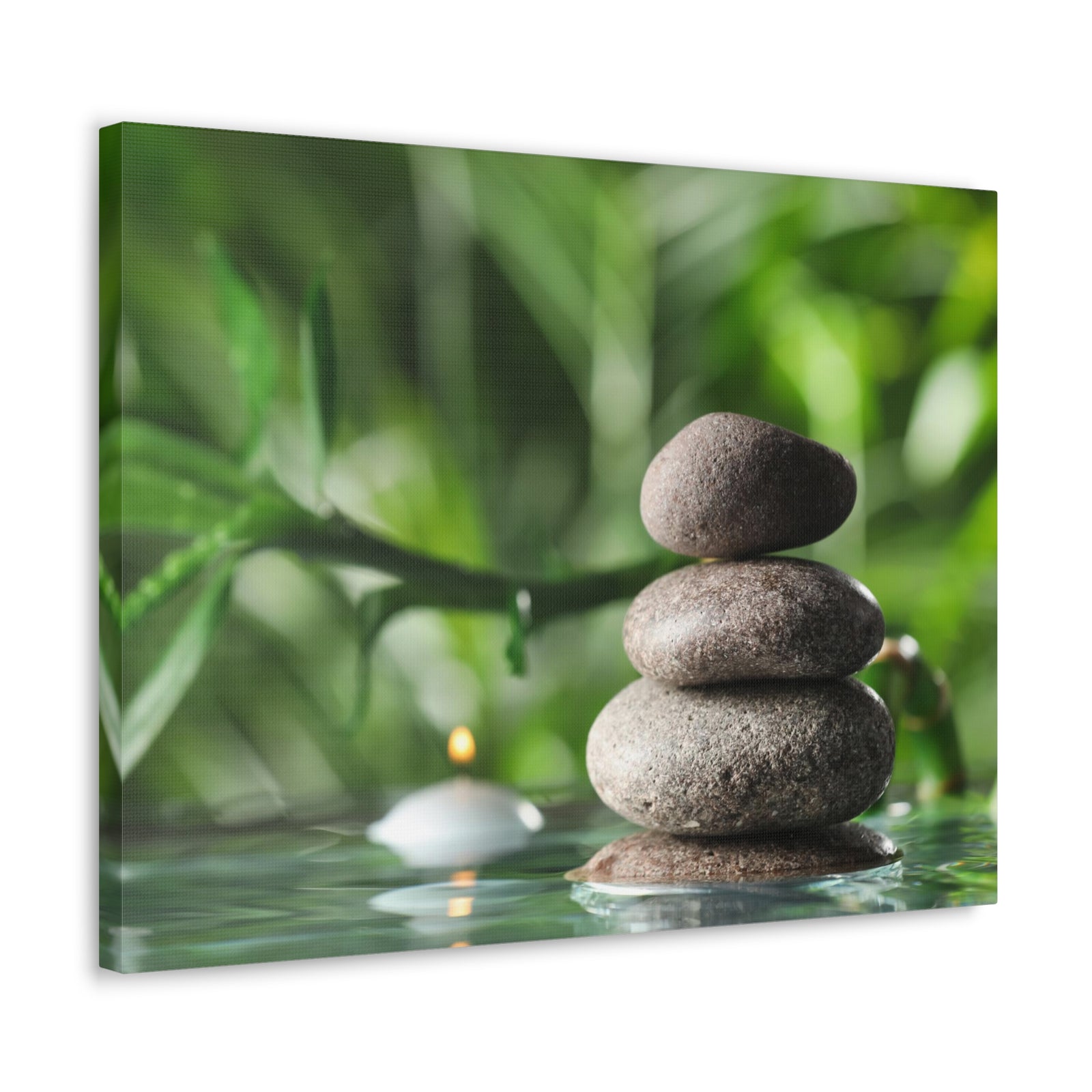 Candle with Bamboo Stem Forest Floral Nature Photography Canvas Wall Art for Home Decor Ready-to-Hang-Express Your Love Gifts