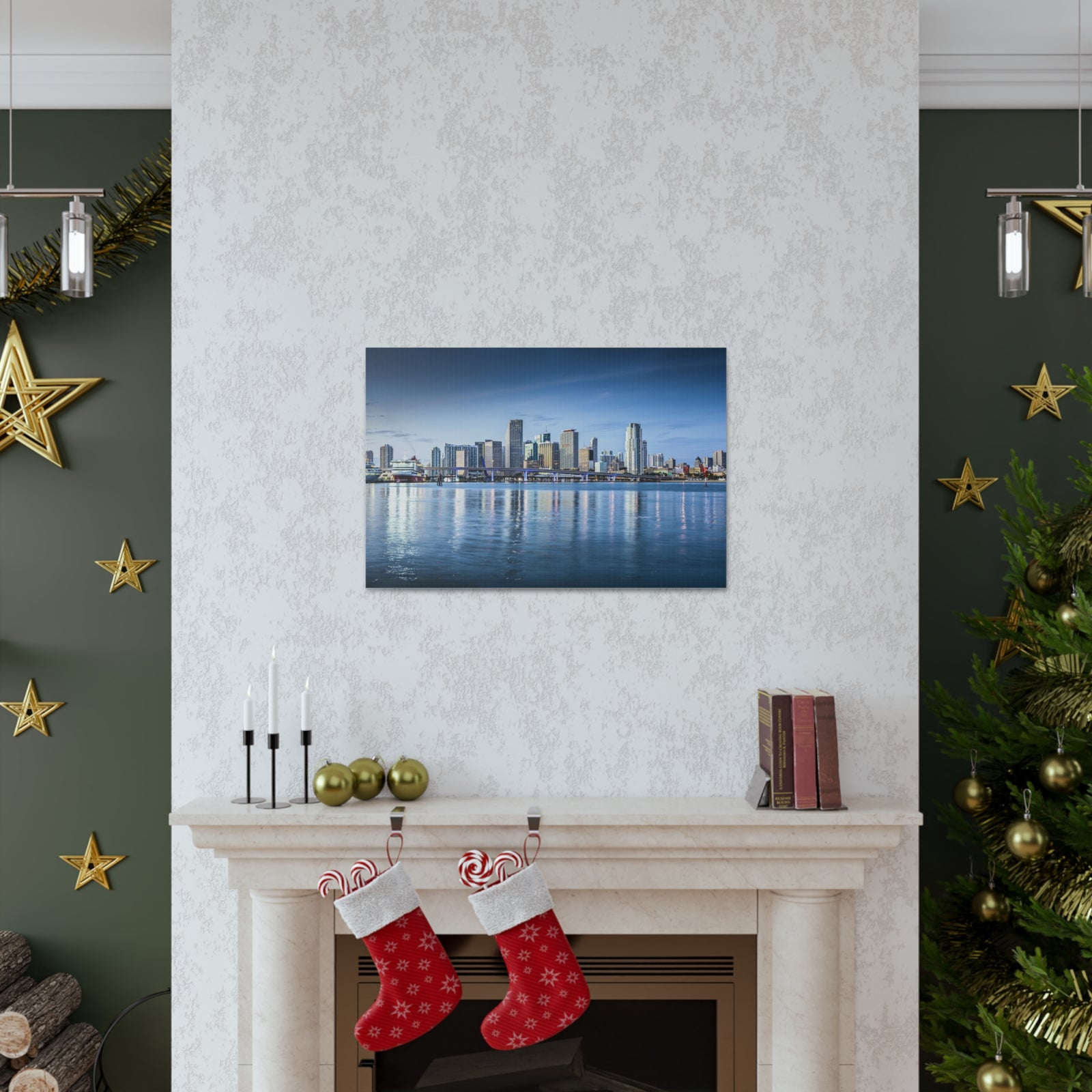 Miami Daytime Skyline Canvas Artwork High-Quality Breathtaking Stunning Cityscape for Home Decor Ready to Hang-Express Your Love Gifts