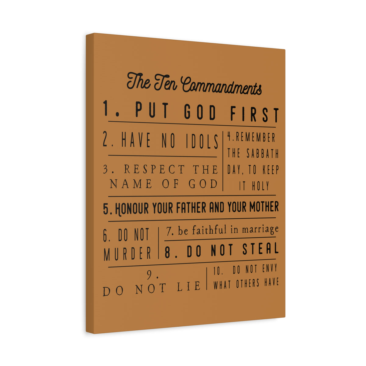 Scripture Canvas Ten Commandments Exodus 20:2–17 Christian Wall Art Print Ready to Hang-Express Your Love Gifts