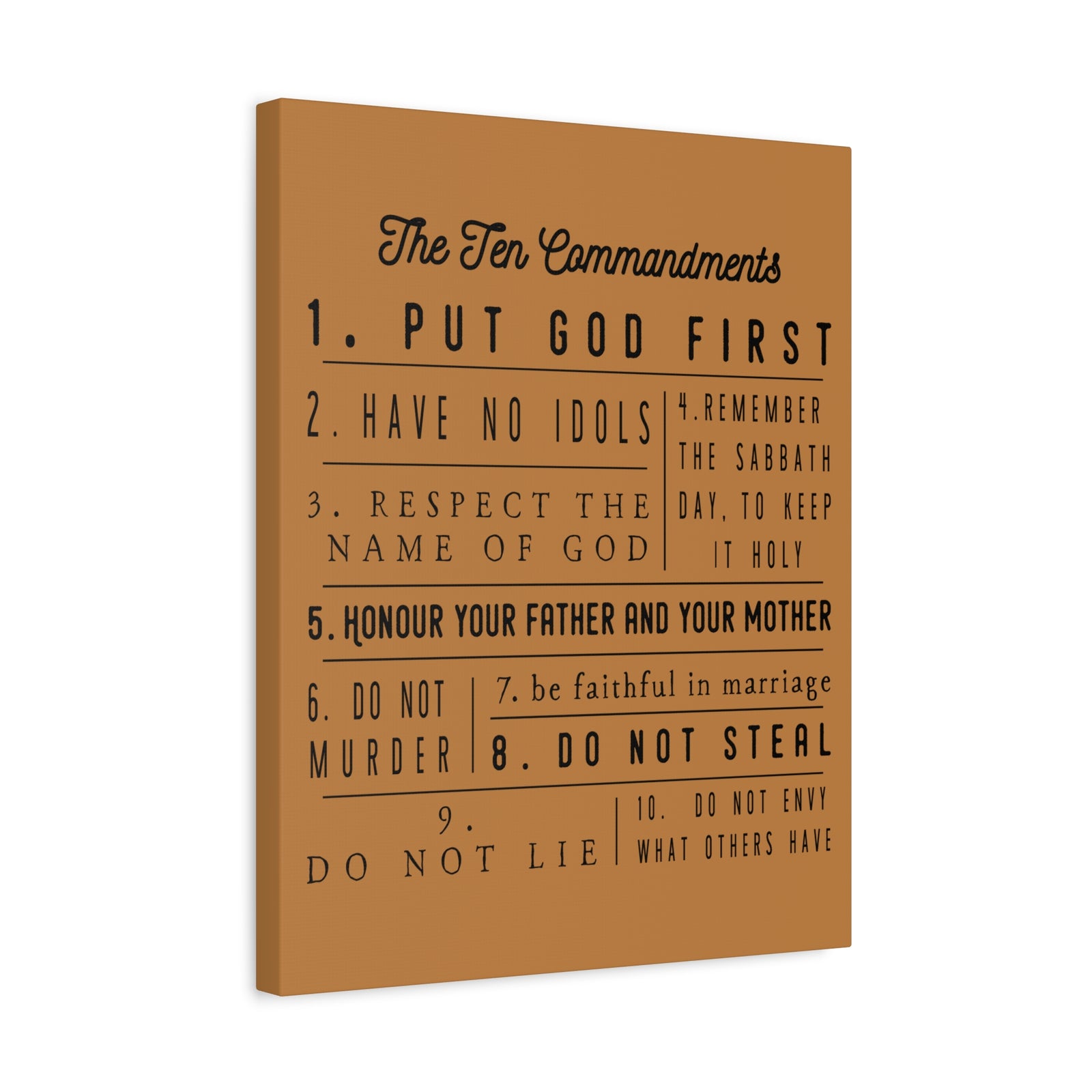 Scripture Canvas Ten Commandments Exodus 20:2–17 Christian Wall Art Print Ready to Hang-Express Your Love Gifts