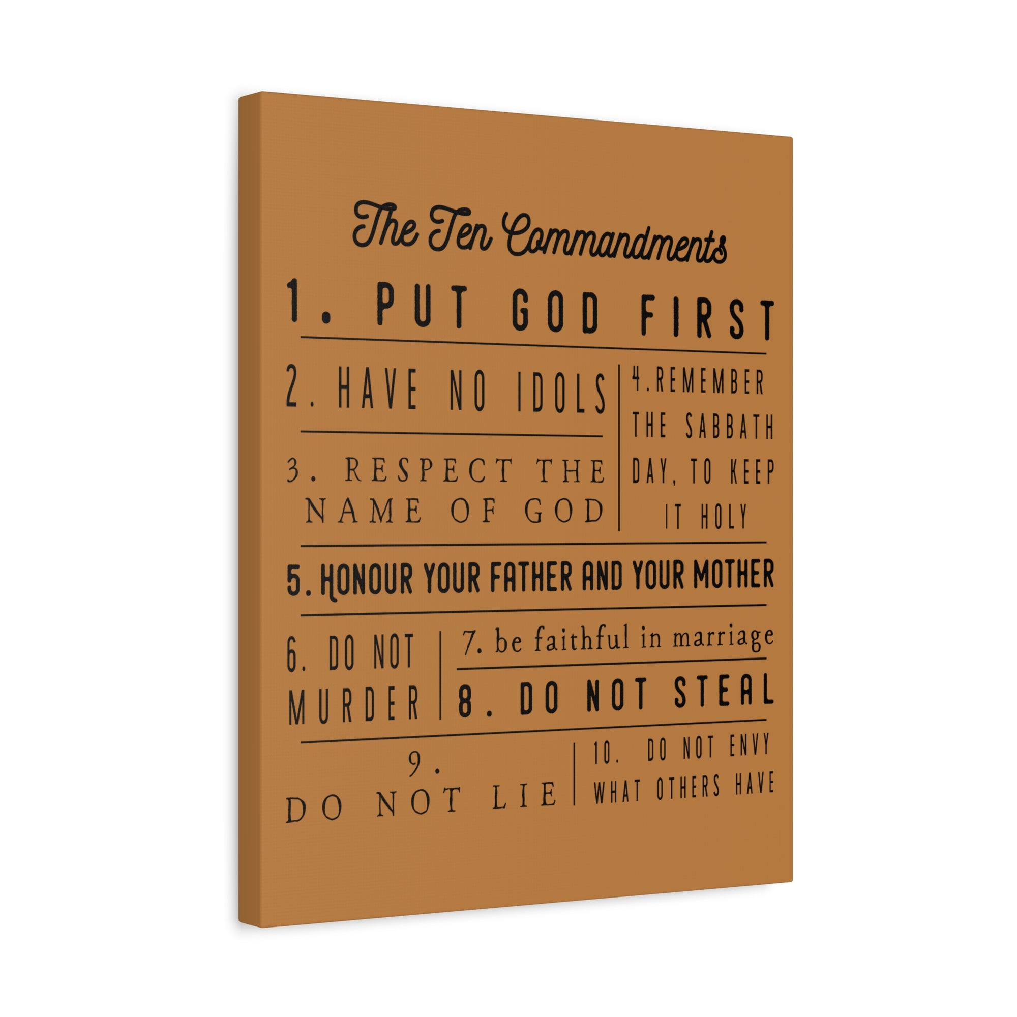 Scripture Canvas Ten Commandments Exodus 20:2–17 Christian Wall Art Print Ready to Hang-Express Your Love Gifts