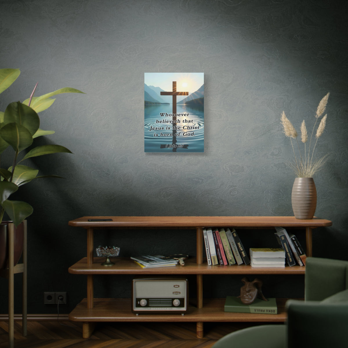 Scripture Walls 1 John 5:1 Jesus is The Christ Bible Verse Canvas Christian Wall Art Ready to Hang Unframed-Express Your Love Gifts