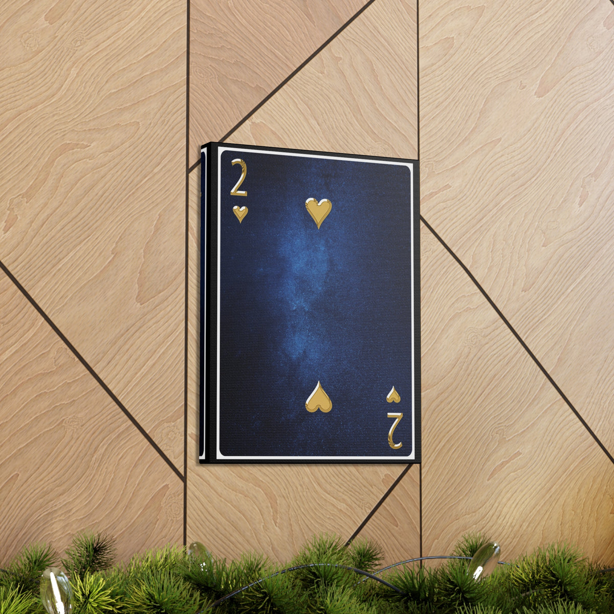 Two Of Hearts Space Background Playing Card Canvas Wall Art for Home Decor Ready-to-Hang-Express Your Love Gifts