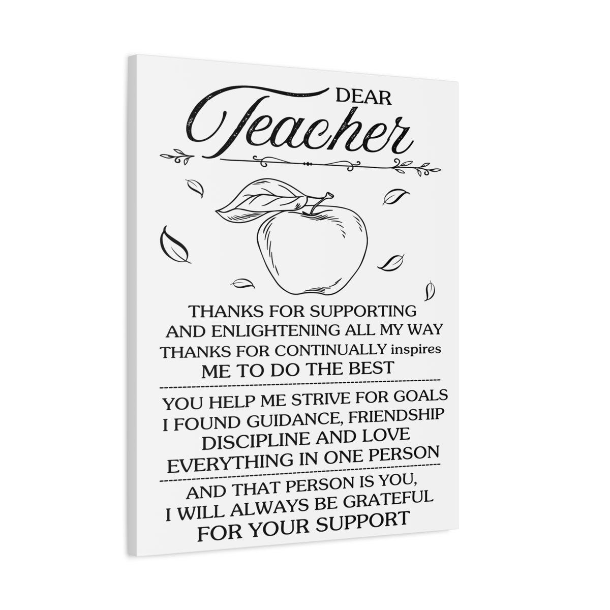 To Teacher Thanks For Supporting Inspirational Teacher Canvas Print Perfect Gift for Educators-Express Your Love Gifts